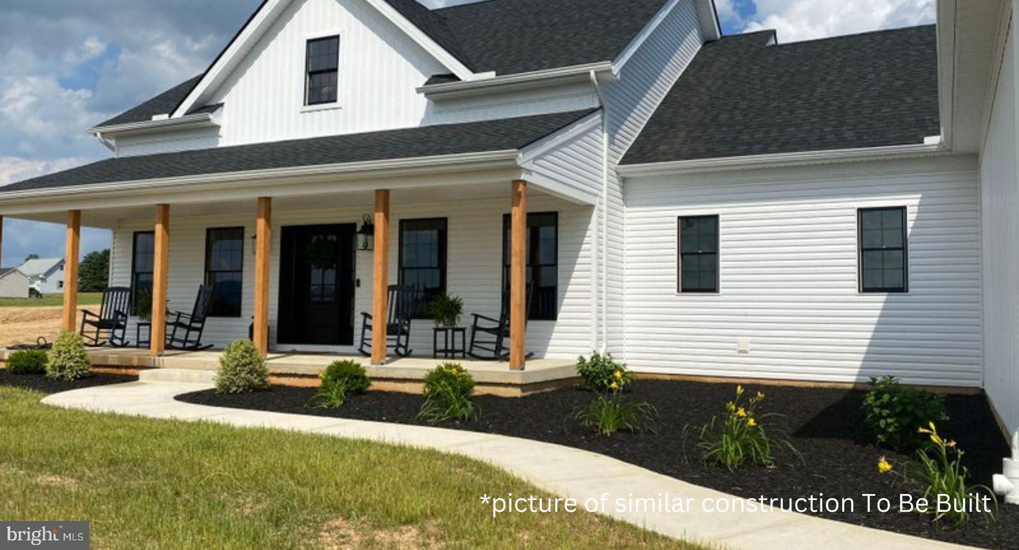 TO BE BUILT - 3 bedroom, 2 and 1/2 bathrooms on over 4 acres. This beautiful homesite is located in historic Shepherdstown.  The front entrance has a 46' covered porch with with columns and double doors that open to a spacious foyer. Let the kitchen be the focal point of this open concept with a 7' kitchen island with prep sink and eating bar. Enormous 11'x5' pantry with window. The kitchen connects to the great room with double entrance patio doors for plenty of natural light. The great room accesses the 45' covered back porch for outdoor entertaining. The primary bedroom and bathroom have separate vanities, soaking tub and tile shower. Option to finish the bonus room above the garage with a full bathroom. Architectural shingles.  2 car garage with service entrance. *Photo is of a similar construction and not of the actual house or final finishes. *Final price determined by options. Owner is licensed real estate agent