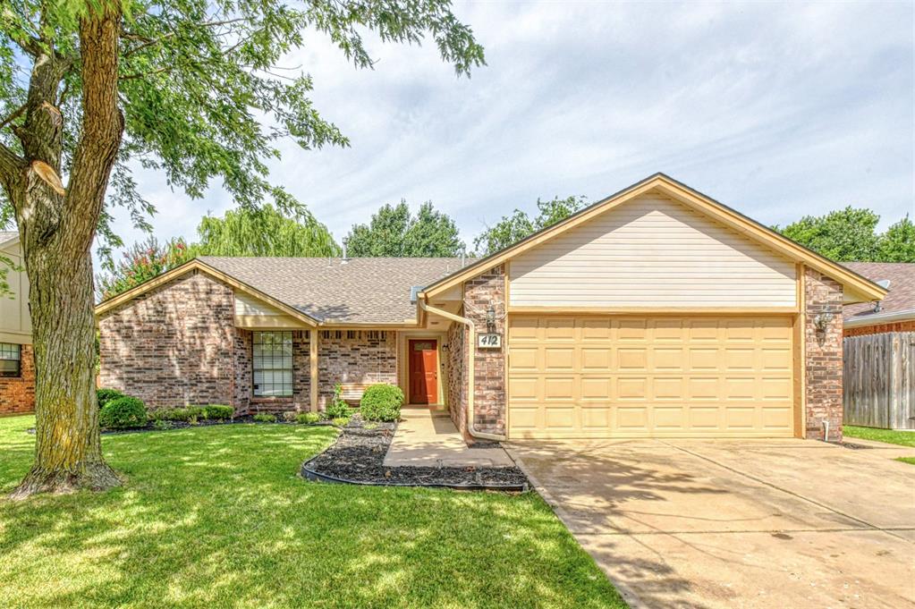 Come and see why Cambridge is such a sought-after community in West Norman and especially why you'd enjoy making this your home! Center stage is a large vaulted-ceiling living room with fireplace, windows that overlook the yard and a former wet-bar you can make what you wish. Next Spacious tiled dining and kitchen with ample cabinets, stainless appliances. The primary bedroom is quite roomy with walk-in closet, new ceiling fan, dbl vanity and shower. Opposite side of the home are 2 good -sized  bedrooms, bath and laundry. The landscape includes shady trees, nice gardens and has a sprinkler system! The community has sidewalks, playground, gorgeous lake as common areas and very popular schools. Easy to shopping, OU, etc. Priced so you can enhance to your own style!