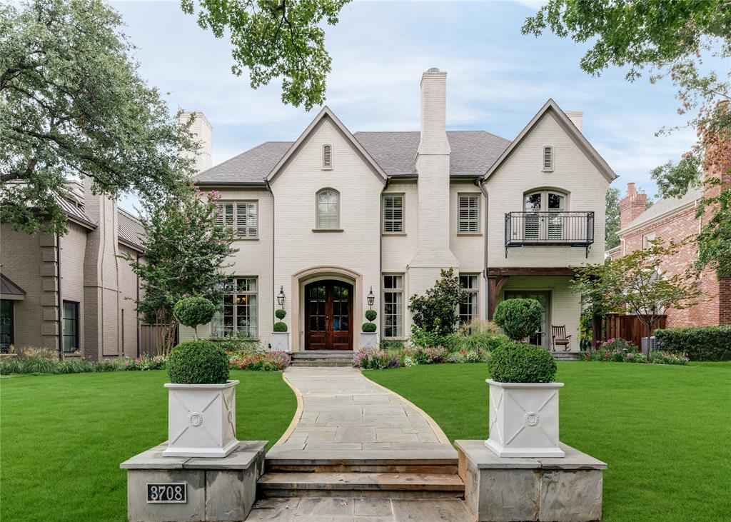 Custom built for the original owners, this stunning University Park home on a 70x160 lot, has been re-imagined with color, open spaces and rooms for everyone. Featuring 5-bedroom suites, game or media room and 3rd floor flex space, plus designated study downstairs, full bathroom that doubles as pool bath, formal living and dining, kitchen, breakfast room, butler’s pantry, half bath, plus secondary living open to the back patio and pool and grass. The primary suite includes a sitting area, dual closets, dual vanities, and separate tub and shower. The third floor flex space with extra storage is currently used as an exercise room. This location, in a premier block walkable to Hyer Elementary and Smith Park, is a winner and centrally located within the fairway of University Park. No sign in the yard.