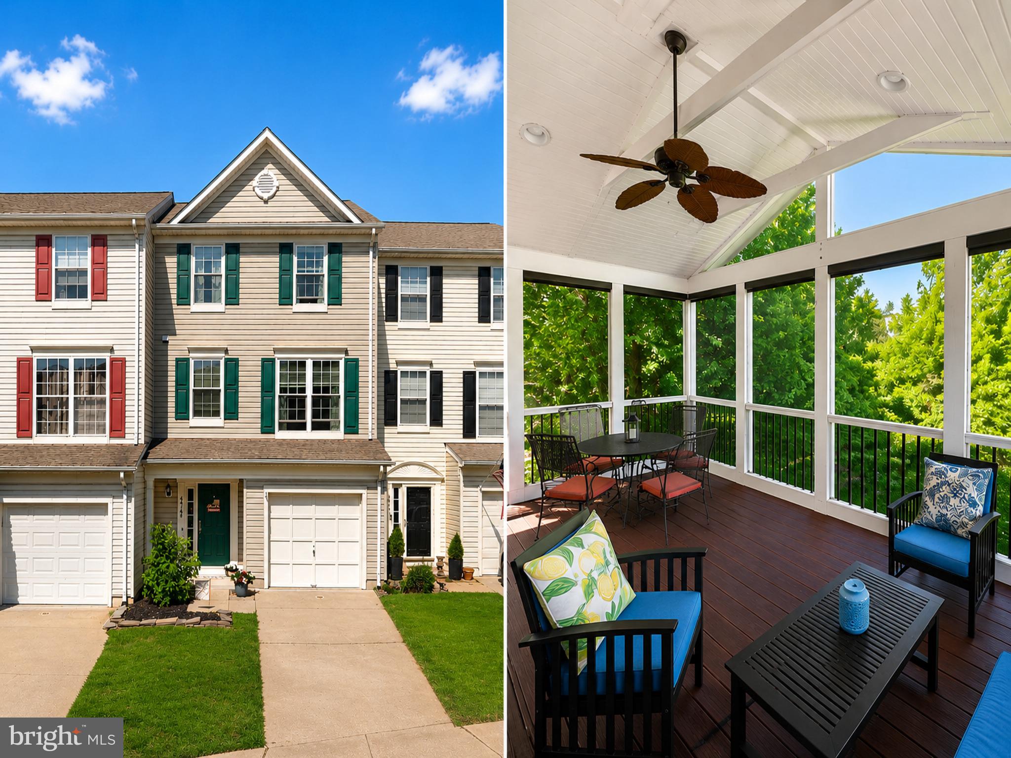Welcome home to this beautifully maintained *East-facing* 3-level townhome in Ashburn Village. Featuring 3 spacious bedrooms, 2.5 beautifully updated baths, and a 1-car garage, this home offers bump-outs on all three levels for exceptional additional living space. One of the standout features is the private screened-in upper-level composite deck backing to trees: it’s like your very own TREE HOUSE backing to OPEN SPACE!  Perfect for entertaining, relaxing, or enjoying the peaceful wooded views and added privacy.The bright entryway welcomes you with access to the garage, laundry area, and finished walk-out basement. The main level features hardwood floors, an open floor plan, and abundant natural light throughout. The large kitchen offers granite countertops, an island with seating, and multiple dining options with room for a large table, breakfast nook, or sitting area. Just off the kitchen, the custom screened-in deck creates a true extension of the living space.  You'll also love the extra-large family room!Upstairs, the spacious owner’s suite features a stunning updated en-suite bath complete with a stand-alone soaking tub, tiled shower, updated vanity and lighting, and a large walk-in closet. Two additional spacious bedrooms and an updated hall bath with custom glass shower doors, tile flooring, vanity, and lighting complete the upper level.The finished walk-out lower level offers flexible space ideal for a rec room, media room, home office, or gym, with access to the fenced backyard and storage shed. Additional highlights include quality finishes throughout and Pella windows and doors! Residents enjoy access to the Ashburn Sports Pavilion (included in the HOA), featuring over 32,000 square feet of indoor recreation space, indoor and outdoor pools, fitness facilities, tennis courts, and an impressive variety of community amenities and programs! Ideally located close to One Loudoun and Dulles Town Center for shopping and dining. Minutes to Dulles Airport and INOVA Loudoun Hospital and close to all major commuter routes.  You can have it all!
