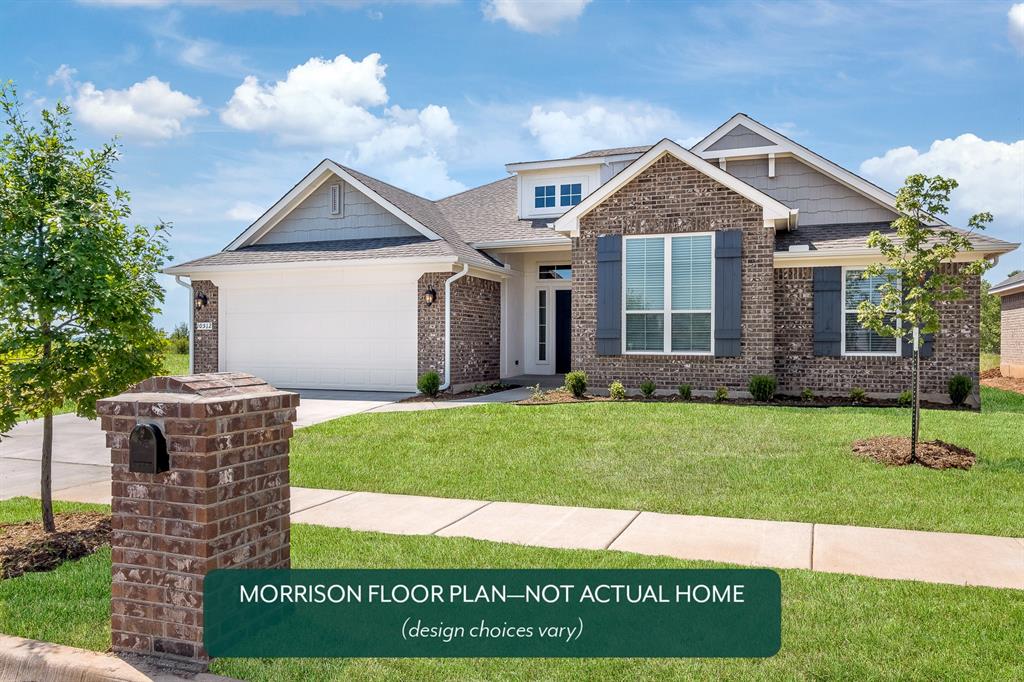 The Morrison floor plan offers refined design and everyday comfort with an open, light-filled layout, durable hard-surface flooring throughout the main living areas, and a gorgeous fireplace. The kitchen is thoughtfully appointed with quartz countertops, a built-in gas cooktop, custom cabinetry, and a walk-in pantry—ideal for both entertaining and daily living. The study off the living area adds flexibility for work or a flex space, while the split layout enhances privacy for the primary suite. The spacious primary retreat features a spa-inspired bath with a freestanding soaking tub, tiled shower, and generous walk-in closet. A covered patio extends the living space outdoors, completing this beautifully designed home in Native Plains.Every customized IDEAL home is built with your comfort, safety, and savings in mind. Enjoy the protection of full-home gutters that safeguard your foundation and landscaping, plus complete fencing to keep your pets and little ones safe. With peace-of-mind warranties, your home stays low-maintenance for years to come. And as the only Energy Advantage Certified Homes in Oklahoma, your home is designed to save you money every month with guaranteed heating and cooling costs you can count on.Native Plains offers a quiet country feel and features walking trails, fishing from the dock at the stocked pond, and a unique playground. The convenient location is a quick drive to I-35 and just minutes to downtown Oklahoma City.