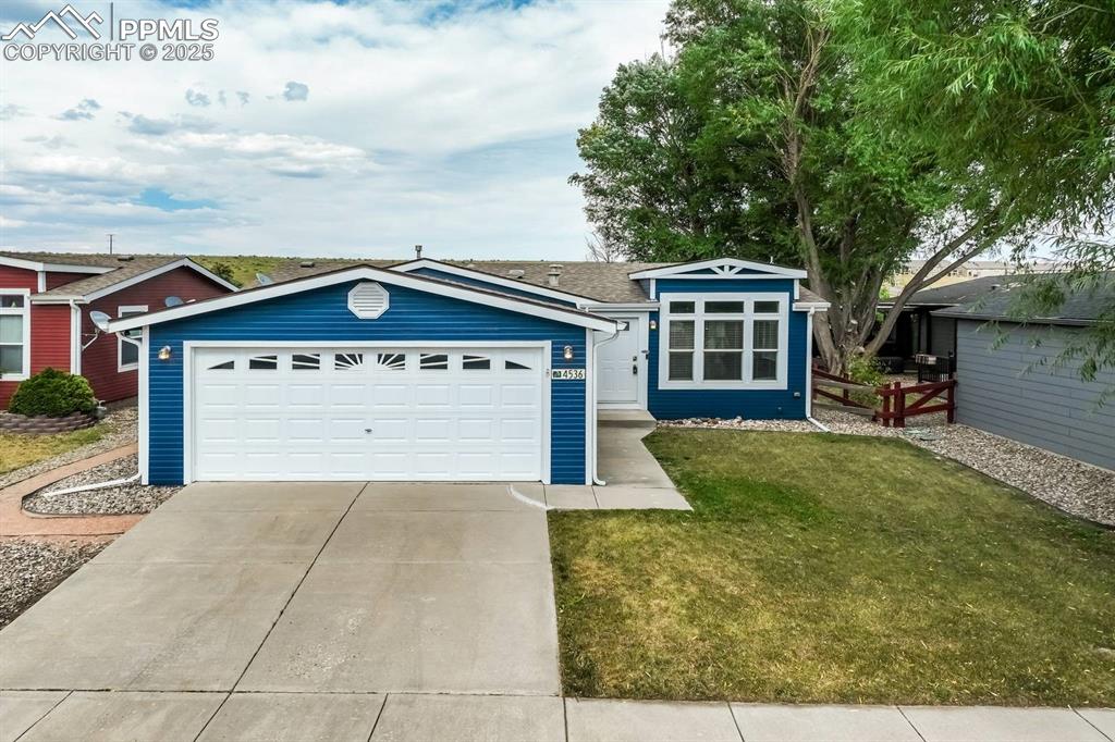 New furnace, new A/C, new exterior/interior paint & new gutter guards!  Set in the Chateau at Antelope Ridge community, this single-level ranch sits toward the back of the neighborhood, offering views of the landscape while still close to the neighborhood amenities. New exterior paint & gutter guards! As you walk in, vaulted ceilings & large windows create a light, open great room w/newer carpet that flows into a spacious dining area & kitchen. The kitchen features a gas range oven, built-in pantry, microwave, dishwasher, refrigerator, & disposal, plus direct walk-out access to the deck & level fenced backyard—ideal for easy indoor-outdoor living.
The primary suite also offers vaulted ceilings, dual walk-in closets, & a private three-quarter bath w/ double vanities, skylight, & oversized walk-in shower. Two additional main level bedrooms have easy access to a full hallway bath. While the laundry room includes washer/dryer, bonus walk-in jacuzzi tub. & garage access. Additional features include skylights, central A/C, auto sprinklers, new exterior paint & gutter guards, window coverings, & a 2-car attached garage w/ 220V service & opener.
Residents enjoy a clubhouse w/ monthly activities, community center w/ printer & copier, summer swimming pool, playground, & fitness center. Conveniently located near Marksheffel Rd, Barnes Rd, & N. Carefree Cir, with quick access to Peterson SFB, Schriever SFB, & Fort Carson. This home is a must see.