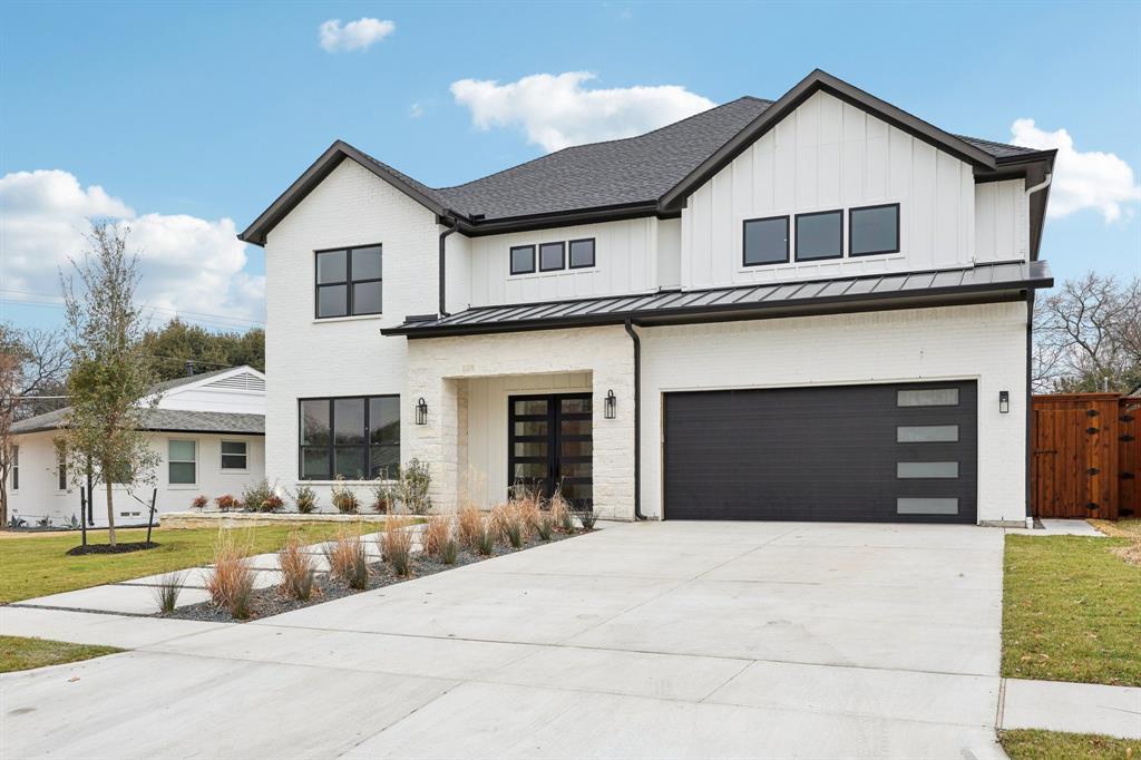 Located in the heart of Lake Highlands, this 4,850 sq ft custom home offers exceptional design, flexibility, and energy efficiency. Featuring 5 bedrooms, 5 full baths, and 1 half bath, the home welcomes you through twin 42 inch divided-light front doors into a custom-lit entry and private study with dedicated bath. The formal dining room showcases wainscoting and designer wallpaper. The expansive gourmet kitchen features double islands, quartzite countertops, custom soft-close cabinetry with functional built ins, and a premium appliance package including a 48 inch built in refrigerator freezer, two dishwashers, six burner gas range with griddle, double ovens, and pot filler. A large walk in pantry offers tailored shelving and a dedicated appliance station. The living room includes an electric fireplace and expansive sliding glass doors for seamless indoor outdoor living. The primary suite features custom lighting, a spa inspired bath with freestanding tub and rain shower, and a custom closet with built ins, safe, and direct utility room access. Upstairs includes a media room pre wired for sound and includes a wet bar, ice maker, and refrigerator; a large game room with flexible bonus space; four additional bedrooms; and three full baths, including a private two room suite with ensuite bath. Outdoor living features a covered patio with beadboard ceiling, ceiling fan, large format tile, and built in gas grill. Pool renderings available. Additional highlights include white oak wide plank floors, ceiling beams, solid core doors, custom trim, epoxy floored garage with storage, full yard irrigation with foundation watering, tankless water heater, dual zoned HVAC, and pre wiring for security and audio. Built to City of Dallas high standards with spray foam insulation, windows, impact resistant shingles, oversized gutters, and french drains to rear alley.