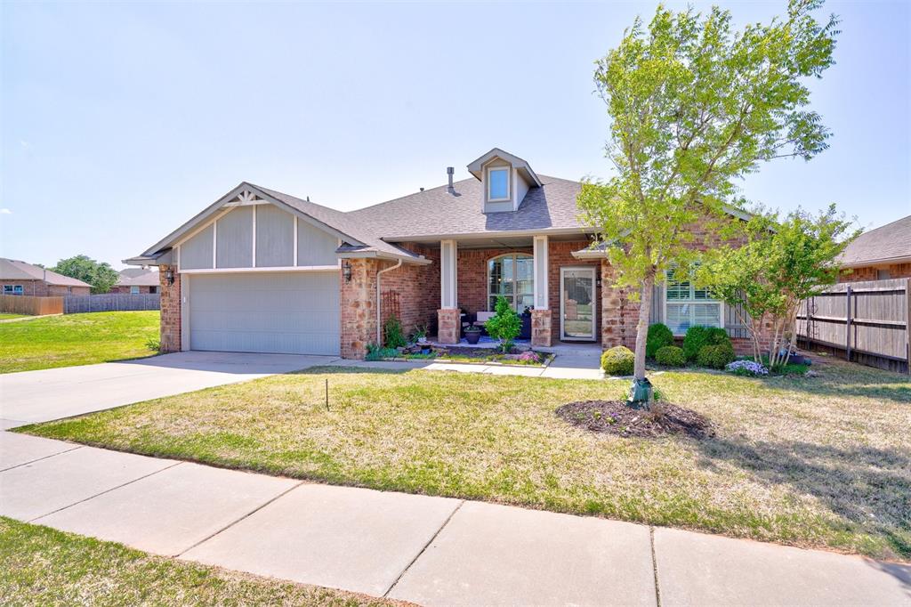 This beautifully maintained 4-bedroom, 2-bathroom home sits on a private greenbelt lot in the highly sought-after Deer Creek School District, with no neighbors behind or to one side. The exterior welcomes you with manicured landscaping, a charming water feature, and a cozy front porch sitting area. Inside, brand-new carpet flows throughout the spacious living room, highlighted by a corner fireplace, plantation shutters, and elegant crown molding. The open-concept layout connects seamlessly to the kitchen and dining area, where you’ll find a large island with breakfast bar seating, stainless steel appliances, abundant cabinetry, and plenty of space for family meals or entertaining guests. The primary suite offers a peaceful retreat with a walk-in closet and ensuite bath featuring dual vanities, while the secondary bedrooms provide generous space and storage. Step outside to enjoy a covered back patio overlooking the private greenbelt—perfect for relaxing evenings or weekend gatherings. This home also boasts solar panels, keeping the average monthly electric bill around $15 for exceptional efficiency and savings. Located in The Grove, residents enjoy resort-style amenities including two fitness centers, two swimming pools, a basketball court, soccer field, walking trails, multiple playgrounds, and fully stocked ponds. Combining privacy, comfort, and a vibrant community, this home is truly a must-see.