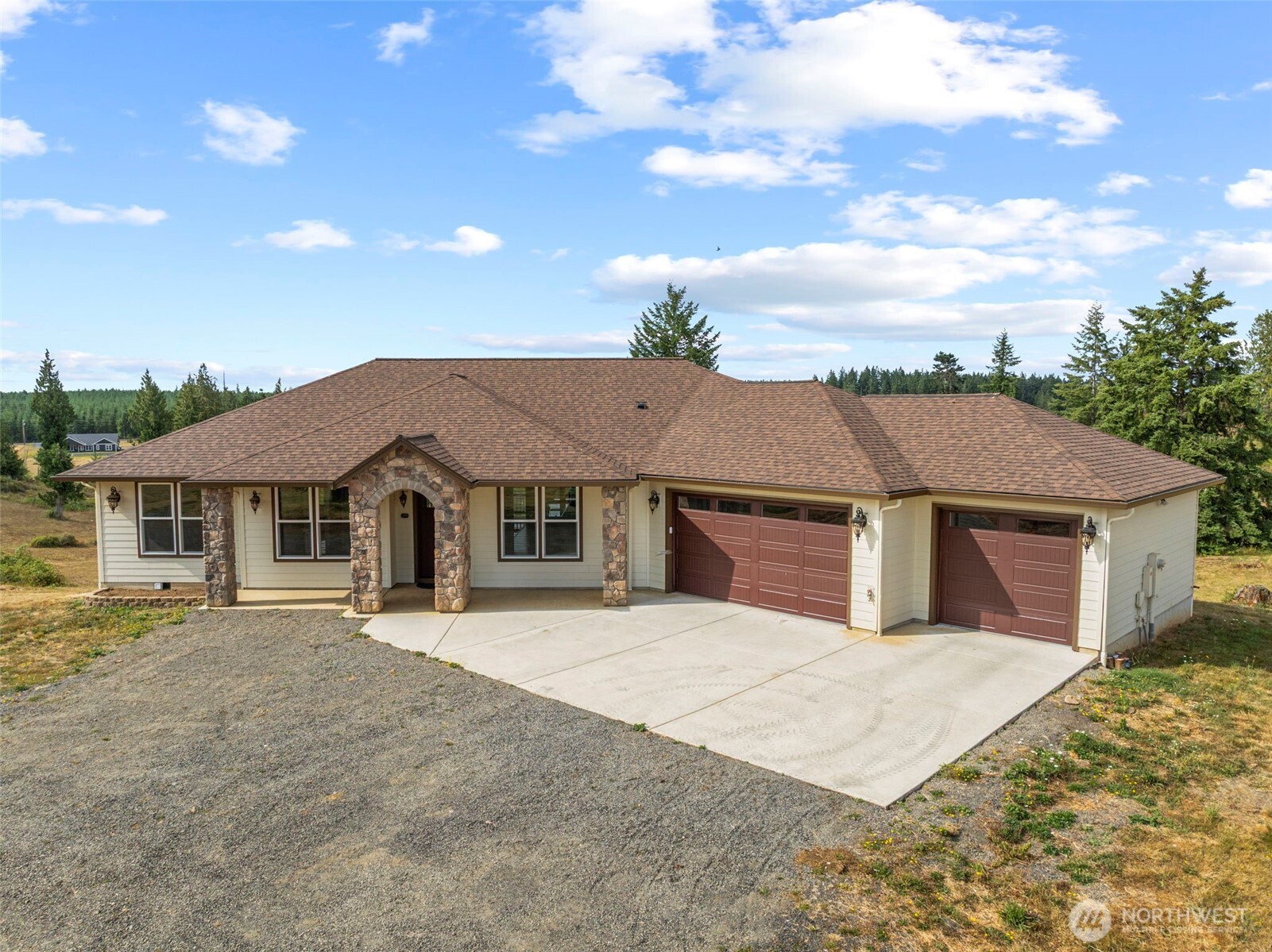 Custom-Built Home on 10 Acres! Discover this exceptional 4-bed, 2-full-bath home, with luxurious 5-piece master bath. With 2,300 square feet of beautifully finished main level space and additional 1,100 square feet of unfinished daylight basement plumbed for bathroom and mini-split plus large crawl space for storage. 10 picturesque acres in a safe and secure small-town community, this property offers valley views and privacy. Built by one of the area’s finest builders, this home boasts quality craftsmanship and thoughtful design throughout. Including fiber internet! Range and fireplace are propane, and deck has gas line for the BBQ. 3-car garage provides convenience and storage options. A dream home in a peaceful rural setting!