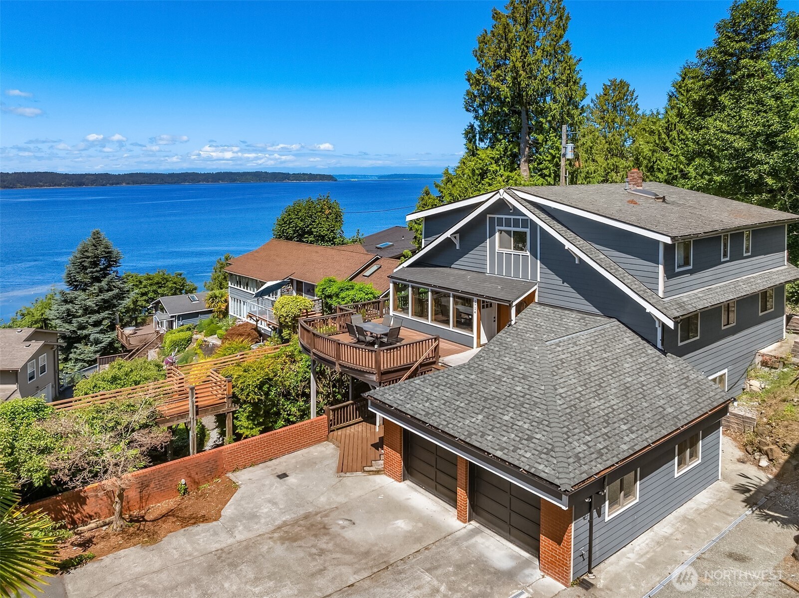 Tucked along a private lane, this 3,200+ sq ft home wakes up to Puget Sound every day. Watch the ferries cross, the eagles circle, the sun drop behind the water. This is the kind of view that stops conversations. The home is ready for its next chapter, whether that means honoring its character with a thoughtful renovation or starting fresh with a custom build that fully captures the setting. Six bedrooms, four bathrooms, a two-car garage, and a footprint that gives you room to dream big. This isn't just a listing, it's a lifestyle: quiet mornings, salt air, and a view that never gets old. Bring your vision, your contractor, or your architect. The location has already done the hard part. Rare opportunities like this don't sit long in Seahurst. Effective Year Built 1986.