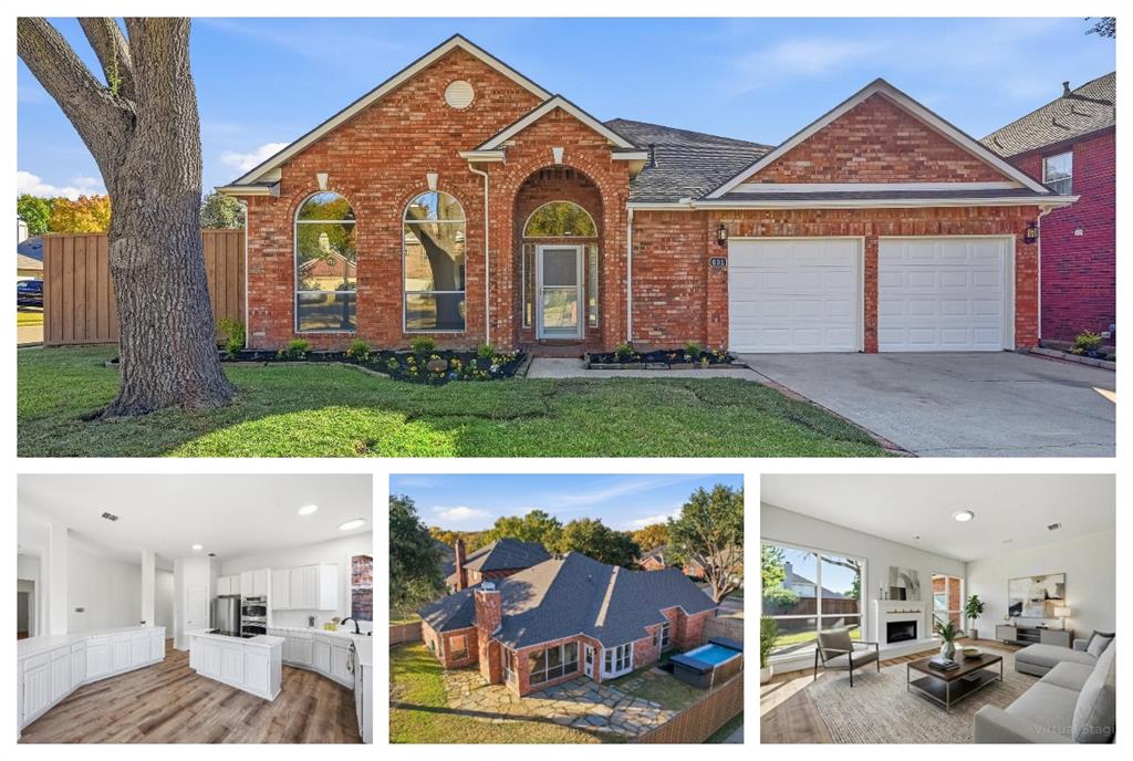 Welcome to 601 Autumn Lane in beautiful Flower Mound! This charming 4-bed, 2-bath, single-story home sits on a desirable corner lot in Tealwood Oaks—a sought-after neighborhood with low HOA fees. Commuting is effortless with quick access to I-35E, Hwy 121, George Bush, Sam Rayburn, and you're just minutes from DFW Airport and Grapevine. Step inside to a bright, freshly updated interior featuring a split-bedroom layout and spacious, open-concept living. The family room with its modern white gas fireplace and TV mount flows seamlessly into the large kitchen, which offers abundant cabinetry, a bay-window dining nook, and double ovens—perfect for gatherings and holiday hosting. Built-in Sonos ceiling speakers enhance both living areas for movie nights and entertaining. Enjoy beautiful backyard views through the newly installed picture-window glass, along with new solar screens that improve comfort and efficiency. Outside, your private retreat includes an oversized flagstone wrap-around patio, party lighting, an 8-ft privacy fence recently stained with 8ft gate that could fit a trailer through, a mosquito-misting system, and a 17-ft year-round swim spa—perfect for relaxing or exercising in any season. The home has been thoughtfully updated throughout: a brand-new 2025 roof, fresh interior paint, new high-grade LifeProof luxury vinyl plank flooring, low-profile LED lighting in every room, and upgraded HVAC returns in each bedroom for improved airflow. Additional perks include garage with workbench, extensive attic flooring with a new 2025 attic ladder, storm doors front and back for great ventilation, and a large pantry plus oversized laundry room. The spacious primary suite offers a garden tub and newly installed fixtures and matching lighting for a modern, elegant touch. The seller has lovingly maintained this home and is excited for its next owner to enjoy it just as much. Move-in ready and full of thoughtful upgrades. Make this your new home before the holidays!