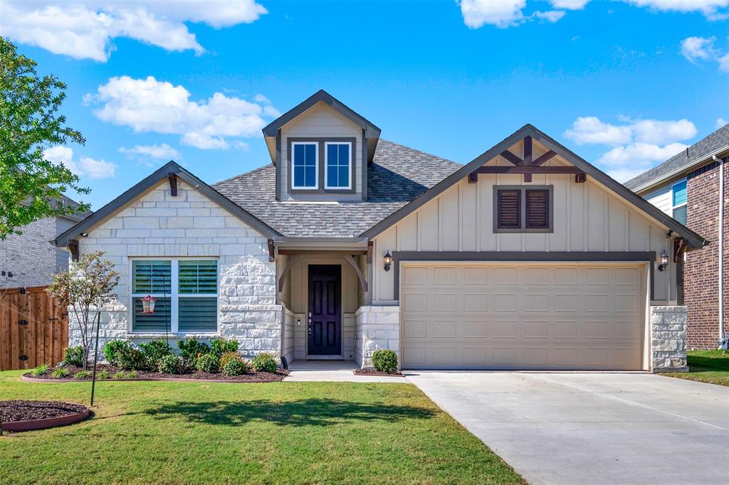 A Perfect Gem Of A Home Awaits You With Bright Open Floor Plan And Soft Contemporary Accents That Will Match Any Decor! Pristine Home In The Highland Lakes Community Offers Plantation Shutters, A Separate Office Space With Built-In Cabinets, Formal Dining Room (Or Second Living Area) And A Beautiful Backyard That Overlooks A Wooded Creek Area! The Floorplan Is Meticulous In Design With A Study (Or Fourth Bedroom) Set Apart With French Doors, A Spacious Main Room That Encompasses The Gourmet Kitchen, Breakfast Nook And Living Room, Plus A Primary Suite That Will Be Your Cozy Retreat After A Long Day - With A Spectacular Private Bath: Jetted Tub, Large Shower, Double Vanity And  Large Walk-In Closet. The Exquisite Kitchen Has A Large Center Island With Granite Counters And Light Wood European Style Designed Cabinets. Preparing For The Holidays Just Got Easier With The 5 Burner Gas Cooktop With Vented Hood Next To The Built-In Oven And Microwave. Both The Breakfast Nook, Living Room And Primary Bedroom Offer Relaxing Views Of The Backyard And Wooded Creek.  Two Additional Bedrooms Share A Full Bath. You'll Enjoy Doing Laundry In The Spacious Laundry Room. The Community Offers A Clubhouse, Fitness Center, Pool, Parks, Walking Trails And More! Highly Rated Prosper Schools! ADT Security Available, Container Store Pull Out Drawers, Fireplace Console, And a Mudroom Makes This House A Dream!