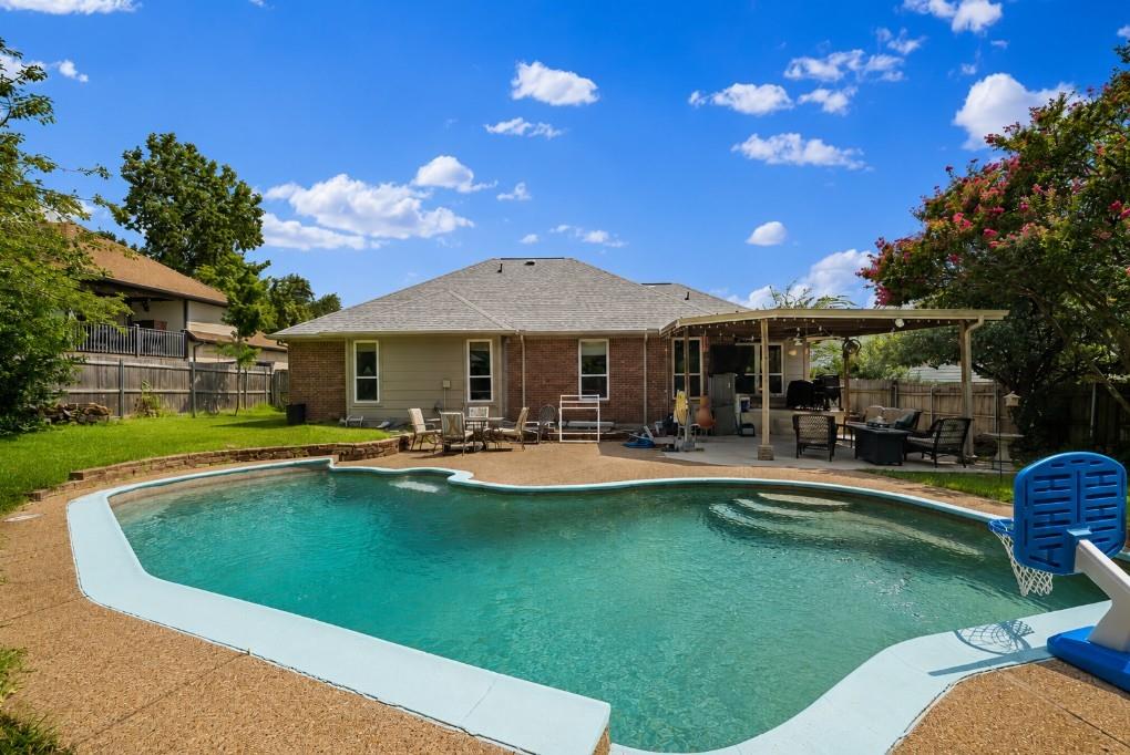 Beautiful Home with a Finished Basement & Sparkling Pool! This spacious home offers a flexible floor plan with room for everyone. The main level features an oversized primary suite, guest bedroom, updated bathrooms, a welcoming living room, formal dining area, an updated kitchen, and a bright breakfast nook. Downstairs, you'll find two generously sized bedrooms, a large utility room, and an expansive basement featuring a 26' x 15' den that opens to an additional 15' x 15' bonus space—perfect for a game room, media room, home gym, or multi-generational living. Step outside to your private backyard oasis complete with an inviting pool, covered patio, and plenty of space for entertaining.