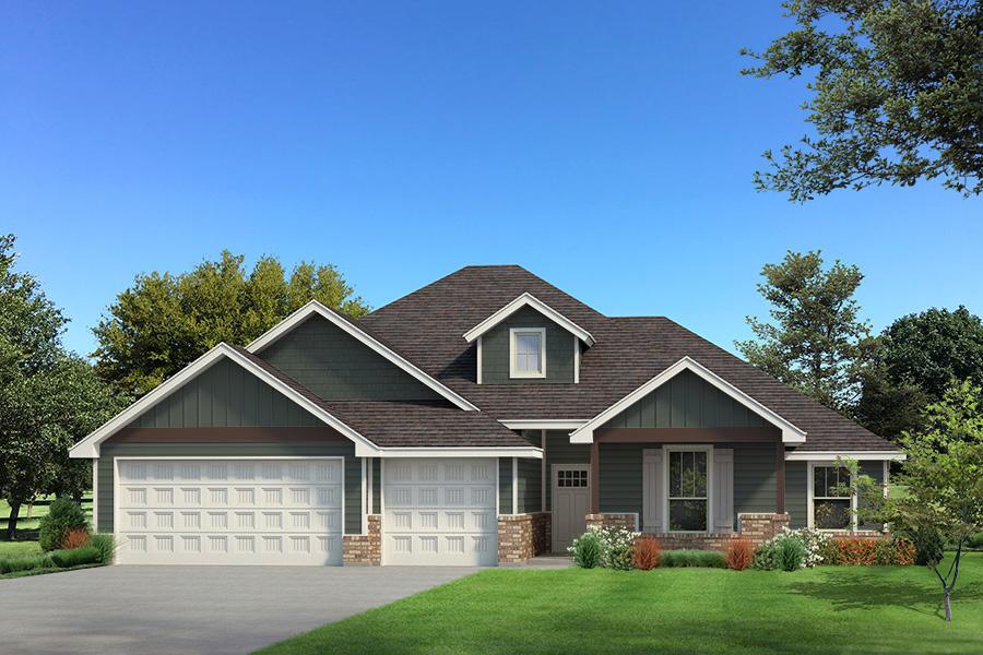 This Hazel Half Bath Plus floor plan has 2,225 Sqft of total living space, including 2,000 Sqft of indoor living and 225 Sqft of outdoor living. This exquisite home offers 4 bedrooms, 2 full bathrooms, a powder room, a utility room featuring a utility sink, covered patios, a mudbench, and a 3-car garage with carriage doors and an in-ground storm shelter. The great room welcomes a beautiful cathedral ceiling with a ceiling fan, wood-look tile flooring, rocker switches throughout, a luxurious 3-panel sliding door with a 4' back patio extension, Cat6 wiring, and a corner gas fireplace with our stacked stone detail. The up-scale kitchen supports stellar pendant lighting, a large center island with a trash can pullout, 3 CM countertops, stainless steel appliances, a 5-burner cooktop, well-crafted cabinets to the ceiling with cabinet hardware installed throughout, decorative tile backsplash, and a large corner pantry. The prime suite spotlights a sloped ceiling detail with a ceiling fan, windows, Cat6 wiring, and our cozy carpet finish. The prime bath has a free-standing tub, a dual sink vanity with framed mirrors, tile flooring, a private water closet, a European walk-in shower, and a HUGE walk-in closet. The outdoor living section is covered and welcomes a wood-burning fireplace, a gas line, and a TV hookup. Other amenities include a tankless water heater, an air filtration system, a fresh air ventilation system, R-44 insulation, and so much more!