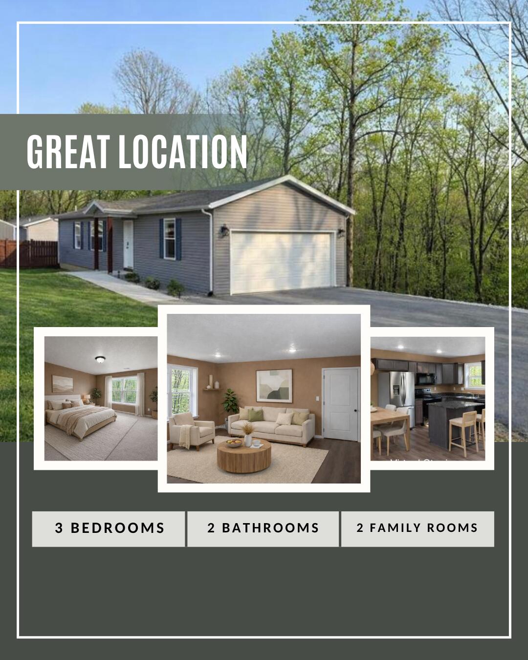 Welcome to this beautifully built home, completed in August 2023, offering modern style, functionality, and an unbeatable location!This 3-bedroom, 2-bathroom 1634sqft home features an inviting open floor plan, perfect for both everyday living and entertaining. The spacious kitchen is the heart of the home, complete with a center island and breakfast bar, providing plenty of prep space and casual seating.Downstairs, you'll find an additional family room, ideal for a second living area, media room, or guest space--giving flexibility for a variety of lifestyles.The home is currently vacant, giving buyers a true blank canvas to make it their own. Virtual staging photos have been included to inspire ideas, but the possibilities here are truly endless.📍 Location Highlights:*Just 1/2 mile to the highway for easy commutingApproximately 5 miles to Silver Dollar City*About 9 miles to the Branson Strip*Only 12 miles to Branson Landing*Roughly 6 miles to Port of Kimberling MarinaWhether you're looking for a full-time residence, vacation home, or investment property, this home offers modern construction, flexible living space, and prime proximity to everything Branson has to offer.