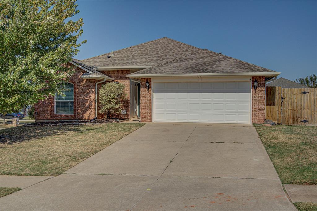 Welcome to this charming three-bedroom, two-bathroom home that sits perfectly on a spacious corner cul-de-sac lot. Step inside to discover fresh paint brightening the main living areas and new carpet that's still got that satisfying bounce under your feet. The heart of the home features a cozy gas log fireplace that promises to turn even the chilliest Oklahoma evenings into warm, memorable moments. The kitchen boasts a convenient pantry and breakfast bar, perfect for quick morning coffee or leisurely weekend brunches. 
The primary bedroom retreat includes a walk-in closet plus a secondar closet. The ensuite bathroom features a luxurious garden tub for relaxing soaks and a separate shower for those hurried weekday mornings, all complemented by a practical double vanity. Practical features abound throughout this well-maintained home, including a comprehensive camera system for peace of mind and a storm shelter conveniently located in the garage. The property is thoughtfully designed with french drains, full guttering, and an insulated garage door that keeps temperature fluctuations at bay. Outside, enjoy complete privacy within your wood-fenced backyard, dog run, and covered patio. This move-in ready home combines thoughtful amenities with prime location, offering both immediate comfort and long-term value in Norman's sought-after residential community.