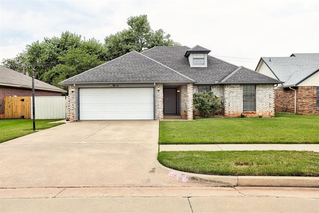 Beautiful and well-maintained 3-bedroom, 2-bath home in Moore featuring an upstairs bonus room with endless possibilities! The main level has been freshly repainted and boasts brand-new carpet throughout. You’ll love the large, open living room accented with stunning wood crown molding, a cozy fireplace, and built-in shelving. Decorative wooden spindles provide a touch of separation between the kitchen and dining areas while still maintaining an open feel. The kitchen offers an abundance of storage and counter space, perfect for everyday living and entertaining.

The spacious primary suite showcases tray ceilings, dual closets, and an en suite with a double vanity. Upstairs, the versatile bonus room could serve as a 4th bedroom, playroom, media space, or home office. Step outside to enjoy a nice-sized backyard with a covered patio, two storage sheds, and a privacy fence.

This move-in ready home combines comfort, functionality, and charm—don’t miss the chance to make it yours!
