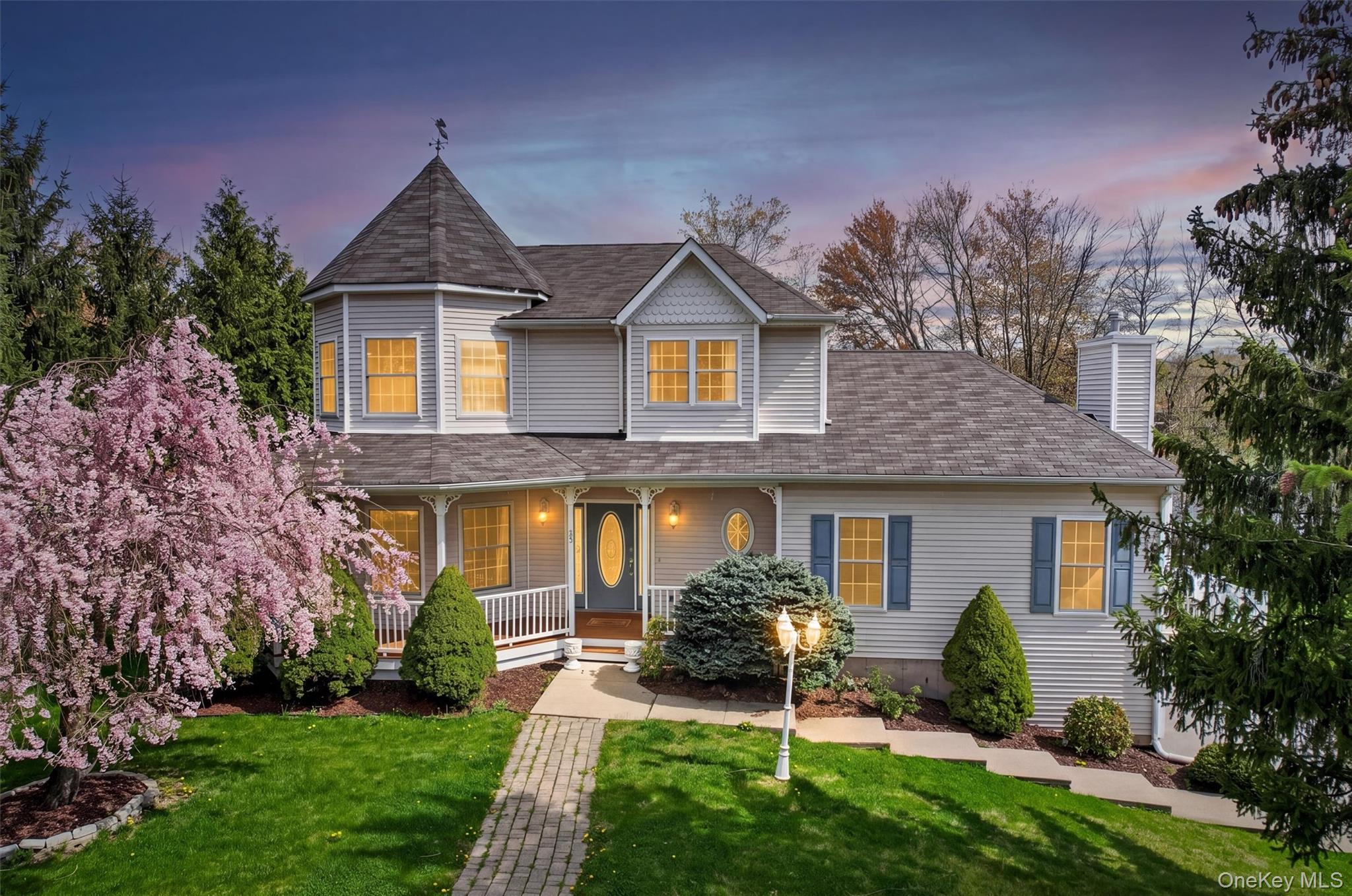 Welcome to the highly sought-after Creamery Estate, located in the award-winning Warwick school district!. This inviting waterfront Colonial-style home offers the perfect blend of comfort, charm, and scenic beauty, set on an acre of beautifully maintained grounds with peaceful views of Creamery Pond.This 3-bedroom, 3 full bath home features hardwood floors throughout and a spacious, easy-flow layout designed for everyday living. The updated kitchen, complete with brand new LG appliances,  center island, and a stylish tiled backsplash, opens into a formal dining room—perfect for hosting friends.Enjoy multiple living spaces, including a sun-filled living room and a cozy family room with a fireplace, creating a warm and welcoming atmosphere. A dedicated home office offers the flexibility you need for remote work or a quiet study space.Upstairs, the primary suite is a true retreat, featuring a private full bath with double vanities, a whirlpool tub, and a private balcony overlooking Creamery Pond—the perfect place to start or end your day. Two additional generously sized bedrooms and a full hall bath complete the upper level.The finished basement (not included in square footage) provides even more room to spread out, offering ideal space for a playroom, home gym, or guest area, along with walkout access and egress windows for added convenience.Step outside to your expansive deck and enjoy your private, fenced-in waterfront backyard—perfect for summer barbecues, morning coffee, or simply taking in the peaceful surroundings. Spend your days fishing, kayaking, or relaxing by the water from your own private dock.Conveniently located near schools, the Village of Sugar Loaf, boutique shops, and dining, and just about an hour to NYC. Enjoy easy access to local orchards, wineries, ski areas, the Appalachian Trail, and the Heritage Bike Trail—making this home ideal for both relaxation and year-round recreation. A rare opportunity to own a true waterfront gem!
