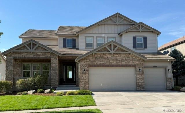Welcome to this exceptional former model home in the highly sought-after Anthem Highlands community, offering 6 BDRMS, 6 BATHS, breathtaking mountain views, and designer finishes throughout. From the moment you enter, you'll appreciate the custom woodwork, elegant custom paint, and thoughtfully designed floor plan. The main level features formal dining, a spacious great room filled with natural light, a gourmet kitchen with an adjoining dining area, a reverse osmosis water filtration system, and a private guest suite with an en-suite bath—perfect for visitors or multigenerational living. Upstairs, the luxurious primary retreat offers a private sitting room, spa-inspired bath, and stunning mountain views. Three additional bedrooms, including a secondary en-suite, a versatile loft, convenient upstairs laundry, and additional full and three-quarter baths provide plenty of space for family and guests. Built-in shelving and custom closet systems add both style and functionality throughout the home. The finished basement is designed for entertaining and everyday enjoyment, featuring a large recreation room, custom bar, additional bedroom and full bath, plus a flexible bonus room ideal for a playroom, home gym, or hobby space. Recent updates include new interior paint and new carpet, making this home truly move-in ready. Step outside to enjoy Colorado living at its finest with panoramic mountain views from every floor. The upper deck features a built-in BBQ, while the walkout basement opens to a covered patio and beautifully landscaped backyard with a fire pit, creating the perfect setting for entertaining and relaxing year-round. Combining luxury, functionality, and an unbeatable Anthem Highlands location with access to parks, trails, community amenities, and top-rated schools, this is a rare opportunity to own one of the community's most impressive homes.