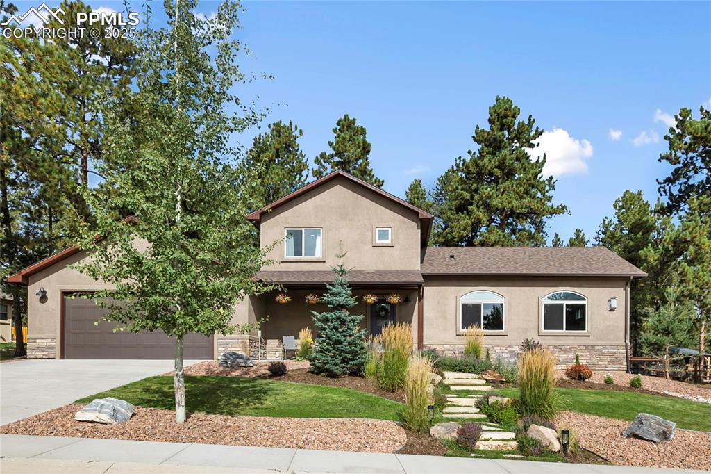 Nestled in a serene, quiet corner of town, this beautifully crafted 2,056 sq. ft. mountain home offers the perfect blend of luxury and functionality. With 3 spacious, fully furnished bedrooms and 2.5 bathrooms, it provides ample space for both relaxation and entertaining.
Upon entry, you're greeted by solid wood doors, oversized baseboards, window treatments and custom alder wood cabinets throughout. The home boasts two elegant furnished living areas, perfect for unwinding or hosting guests. The dining area includes a custom dining table. Granite countertops enhance the home's modern charm, while radon and security systems ensure peace of mind.
The impressive 4-car tandem garage is ideal for hobbyists and offers versatility — also serves as an entertainment space for activities such as pickleball and cornhole. The level backyard seamlessly connects to this space, creating a functional indoor/outdoor flow.
Step outside to an amazing outdoor living area, complete with a built-in 7-ft gas firepit — perfect for cozy evenings under the stars. The beautifully landscaped front, side, and backyard are fully custom, including a 10-step walk-up, sprinkler system, and decorative fencing. You'll love the unobstructed views of Rampart Range and partial views of the awe-inspiring Pikes Peak.
Located on a desirable .3-acre lot, this home enjoys the favorable side of the road, maximizing snow melt throughout the winter. Coupled with its peaceful setting, it’s only minutes from all the conveniences of town — including shopping, dining, hospitals, golf courses, and hiking trails.
This property offers the ultimate mountain lifestyle without sacrificing modern comfort or convenience. Schedule a showing today and make this dream home yours!