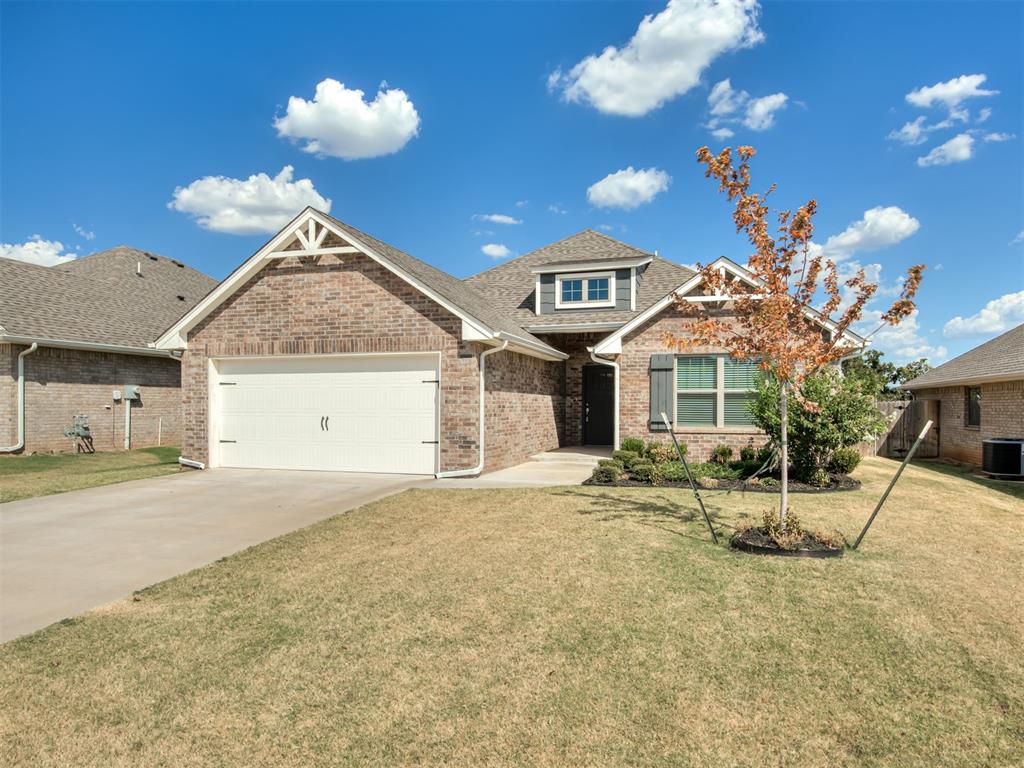 Welcome home! This beautiful home offers an impressive blend of comfort, style, and modern convenience, complete with a 2 car garage and an storm shelter.Outside, you’ll find a covered porch perfect for relaxing, and a convenient in ground sprinkler system. Inside, the spacious living area showcases a gorgeous gas fireplace framed by stacked stone, complemented by beautiful tile flooring throughout the main living areas.The kitchen is designed for both function and style, featuring quartz countertops and a spacious walk in pantry. The primary suite is a true retreat, highlighted by a beautiful sloped ceiling detail and a luxurious Primary bathroom with separate vanities, a large walk in shower, whirlpool tub, and an oversized walk in closet.Additional features include smart home technology and tankless water heater. With thoughtful upgrades throughout and plenty of space for everyday living, this home is designed to provide comfort, efficiency, and timeless appeal.