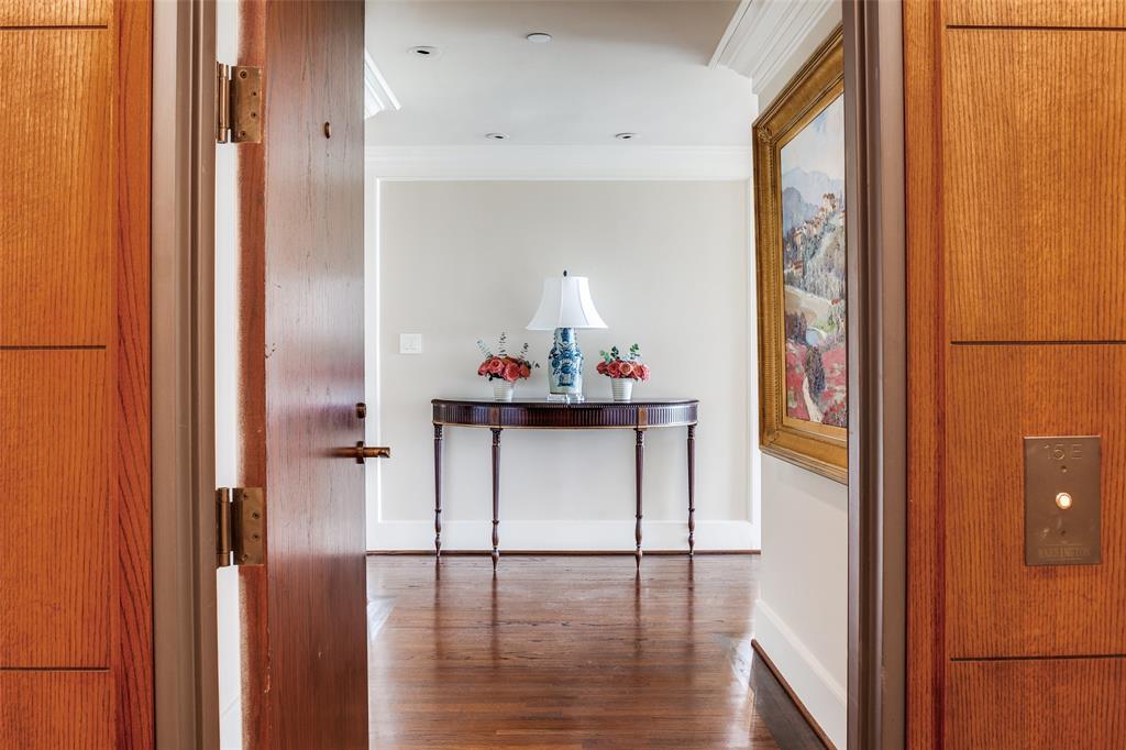 Updated corner residence with wrap-around terraces on three sides and exceptional views. Designed for easy living, this home offers two living areas, a spacious primary suite with private sitting area and custom closets, plus a flexible second bedroom ideal for an office or guest room. Features include a chef’s kitchen, wet bar, custom built-ins, laundry room, and thoughtful details throughout. Ample wall space, prewired for art lighting, provides an ideal setting for a collection. Two reserved parking spaces (335,336)and one storage unit (140) complete the offering.The Warrington is known for its exceptional management team and staff. Amenities include a community room, newly remodeled fitness center, resort-style pool, outdoor kitchen area, and tennis and pickleball court. Residents also enjoy direct access from the parking garage into the building.The connected adjacent one-bedroom 15D is also available for purchase, with first right of refusal to the buyer of the 15E unit. One parking space and one storage unit come with 15D which is 1 BR 1 BA 1,144 SF and is offered at $445,000.