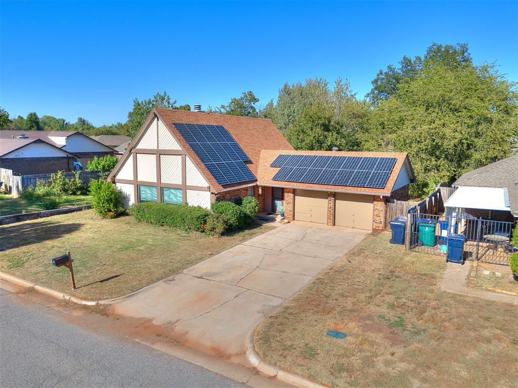 Welcome to this charming Tudor-style home in a wonderfully established Northwest OKC neighborhood. Great curb appeal welcomes you, and the owned solar panels are a valuable bonus—helping significantly reduce monthly electric costs.

Step inside to a warm and versatile layout featuring a spacious galley kitchen with exposed wood beams, extensive cabinetry, stainless-steel appliances, and generous prep areas. The home includes multiple living spaces along with a flexible room ideal for a home office, fitness space, or hobby area. Upstairs, a large bonus room with full bath access offers endless options—game room, media retreat, guest suite, or studio.

The backyard is shaded by mature trees and includes a quality Tuff Shed, perfect for extra storage or projects. A two-car attached garage and mature landscaping complete the exterior.

Located minutes from Wiley Post Airport, NW Expressway shopping and dining, Lake Hefner trails & parks, Putnam City schools, and major conveniences. A fantastic opportunity to personalize cosmetic updates and build equity in a great area. Priced to sell —$$$$$$$$$$$