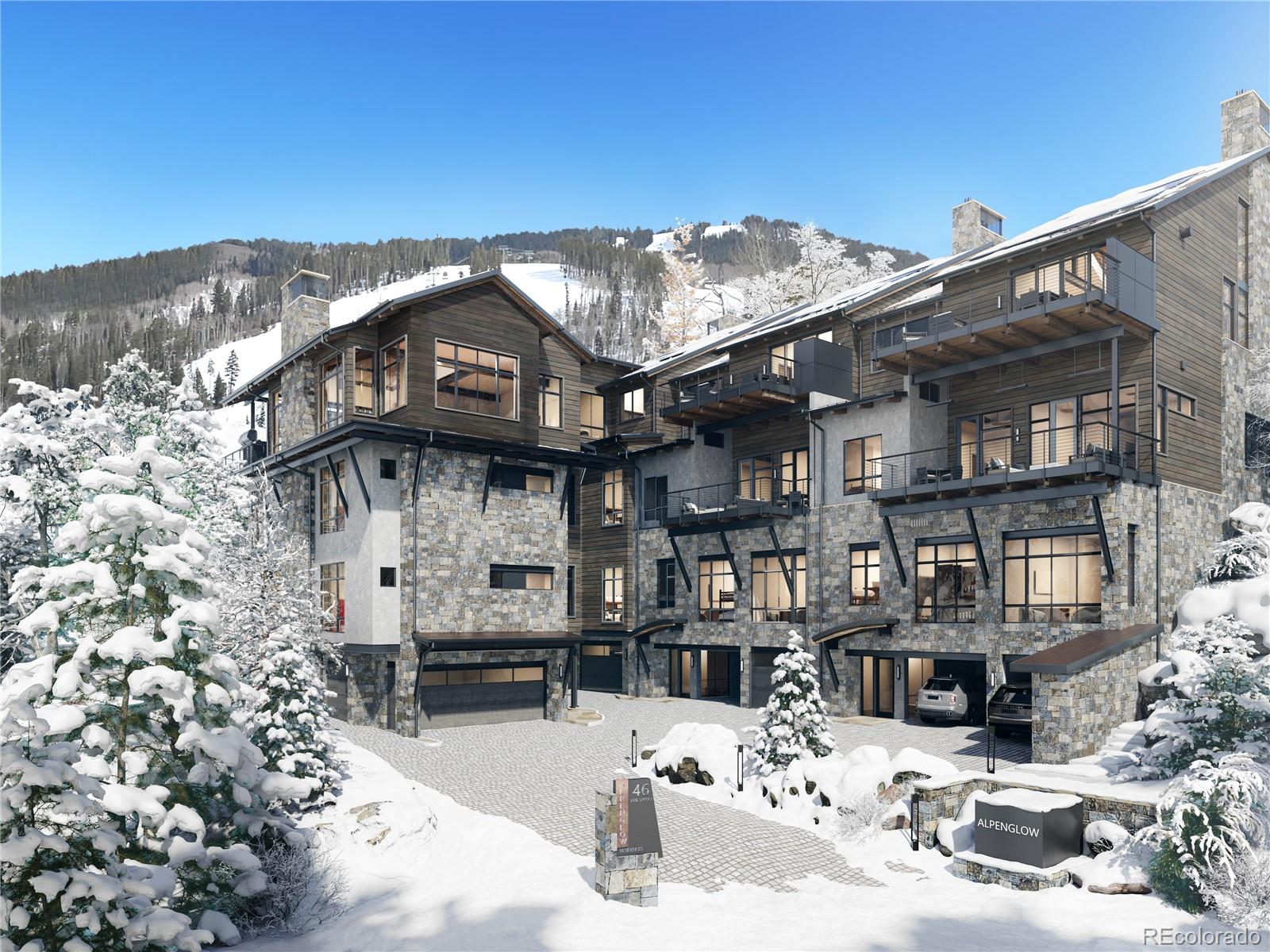 This is your opportunity to own the epitome of high end, modern real estate in Beaver Creek. Be one of only four owners in this intimate collection of Alpenglow Residences. Thoughtfully designed by Hans Berglund, carefully crafted by Summit Habitats, this is for the most discerning buyer in the Beaver Creek market - offering unparalleled ski-in and ski-out access to Strawberry Park and Centennial Lifts. The interiors will be an elegant, light, bright and modern design, featuring high vaulted ceilings, Sub-Zero refrigeration, Wolf appliances, Zephyr wine storage, oxygenated primary bedroom, two steam showers, four sets of washer/dryers, Weiland doors, and commercial elevator. Each residence will have ski locker rooms, impressive outdoor heated space, and three car garage plus covered carport for fourth vehicle. With ski-in/ski-out access, thrill-seekers can hit the slopes effortlessly, making it a dream come true for winter sports enthusiasts. Thoughtfully designed, Residence Two surprises with six bedrooms plus office and two living areas, providing ample space for both family and guests. The open-concept living area showcases a perfect balance between modern elegance and cozy mountain charm, featuring a captivating stone fireplace. Whether you seek a weekend getaway or year-round haven, this hidden gem promises an unforgettable alpine experience, no matter the season. Currently these are under construction with an estimated delivery of Spring 2026. Please note: building plans are subject to change. Scheduled pricing changes are TBD. Residence images are conceptual renderings intended to demonstrate final outcome of each residence. The exact orientation, views, window configurations, furniture, features, ceiling heights, square footage and design elements are subject to change.