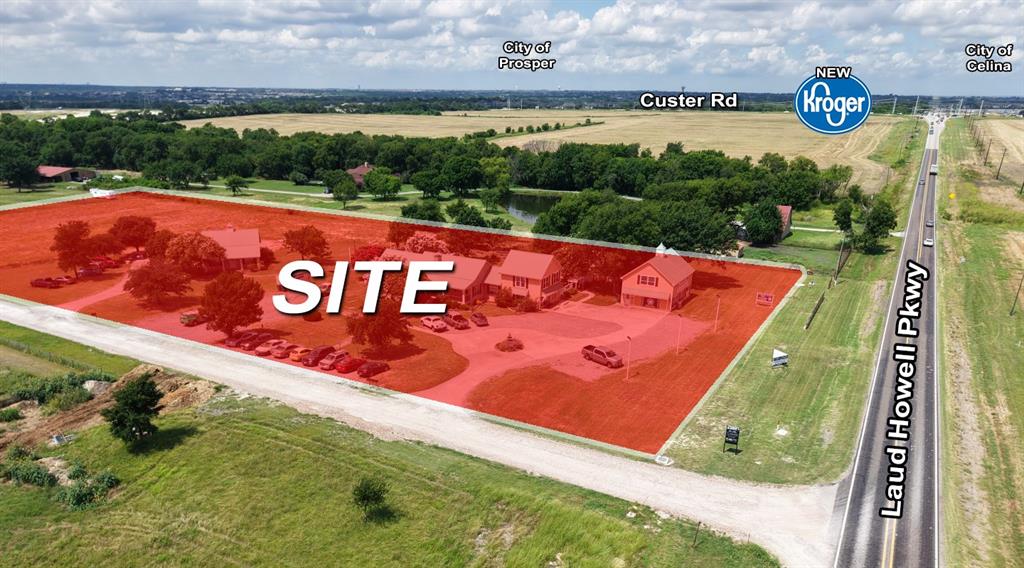 This prime 4.85-acre property is located in northwest McKinney, adjacent to both Celina and Prosper; an area undergoing some of the most significant growth in Collin County. The site offers a rare combination of stabilized rental income and exceptional development potential. Approximately 2.85 acres are improved with four commercial structures totaling 6,857 square feet, currently leased to a diverse mix of tenants providing steady income. The remaining two acres to the south are vacant, flat, and development-ready.

With over 300 feet of frontage along Frontier Parkway (also known as Laud Howell Parkway), a major east-west corridor connecting McKinney, Prosper, and Celina, the property benefits from excellent visibility and accessibility. Custer Road, a key north-south arterial, is located nearby, further enhancing connectivity

The property is directly in the path of rapid development and surrounded by major planned and ongoing projects. These include the 127-acre Custer Frontier Marketplace anchored by Kroger Marketplace, which will feature retail, dining, medical, multifamily, and a new single-family residential community scheduled to break ground in 2026. Other nearby developments include new Prosper ISD schools, the proposed Aster Park mixed-use project, expansions of Mustang Lakes and Highland Lakes, several large-scale master-planned communities, and the extensive Billingsley multi-use development to the south.

Located within the extraterritorial jurisdiction (ETJ) of McKinney, the property offers flexibility for future use while generating income today. With a strategic location, high traffic exposure, and proximity to transformative growth, this offering presents a rare opportunity for investors and developers in one of the most dynamic markets in North Texas.