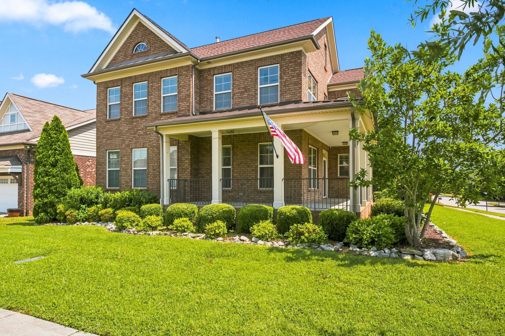 SELLER IS OFFERING $6000 CREDIT TOWARDS CLOSING COSTS OR RATE BUY DOWN WITH ACCEPTABLE OFFER! Welcome to this spacious and beautifully appointed home in Burkitt Place, a highly desirable community known for its welcoming neighborhood feel and fantastic amenities. A large wrap-around front porch welcomes you inside, where thoughtful updates, quality finishes, and versatile living spaces create the perfect blend of comfort and functionality.The home features two primary suites, including one conveniently located on the main level and another upstairs, plus three additional bedrooms. Two living spaces on the main floor offer incredible flexibility for a formal sitting room, home office, playroom, or additional gathering space. Beautiful crown molding runs throughout the downstairs.The kitchen is designed for both everyday living and entertaining, featuring semi-commercial appliances, a custom pantry with rollout shelving and a large Lazy Susan, plus pull-out drawers in the kitchen cabinets. The main-level primary suite offers a custom closet organizer. Three gas fireplaces add warmth and ambiance, with two featuring remote start.Recent improvements include a new architectural roof installed November 2025 by Austermiller, with a 4-year transferable warranty and 20-year shingle warranty; a new energy-efficient front door with Schlage coded entry; new ceiling lights and DC multi-speed remote-controlled fans in the family room and bedrooms; and Cat6 wiring throughout the home. An encapsulated crawl space adds protection and efficiency, while the garage offers commercial storage racks mounted to the ceiling and walls.Enjoy all that Burkitt Place has to offer, including a community pool, sidewalks, playground, and scenic walking trails. With abundant space, thoughtful upgrades, multiple living areas, and a true neighborhood feel, this home offers the perfect combination of comfort, functionality, and community.