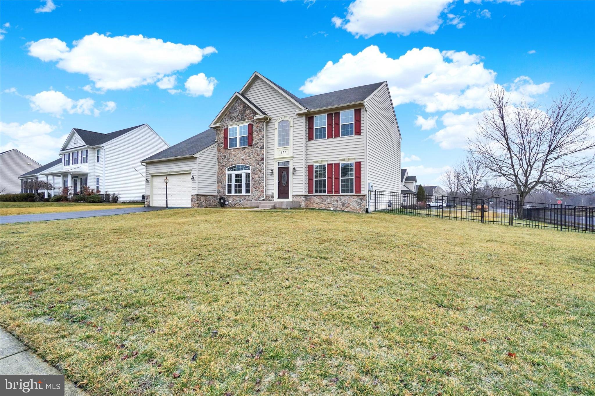Welcome home to the desirable Rivendell neighborhood in the Cumberland Valley School District! This meticulously maintained home truly shows pride of ownership. Step inside to a bright two-story foyer and updated luxury vinyl plank flooring that flows throughout much of the main level. The spacious kitchen is a chef’s dream, featuring granite countertops, a large island perfect for meal prep, new double ovens and refrigerator, and abundant cabinetry for storage. The kitchen opens to a beautiful morning room with a vaulted ceiling and walls of windows that fill the space with natural light. From here, step outside to the lovely patio overlooking a generously sized, fully fenced backyard, an ideal setting for entertaining family and friends. Just off the kitchen, the inviting family room features a stunning stone fireplace with raised hearth, creating a warm and cozy gathering space for cooler evenings. The formal dining room flows seamlessly into the spacious living room, providing wonderful spaces for hosting guests. French doors lead to a private office accented by a wall of new windows, making it a bright and inspiring workspace. A convenient laundry room completes the main level. Upstairs, the expansive primary suite offers a peaceful retreat with a lighted tray ceiling, two large walk-in closets, and a charming sitting area perfect for reading or crafting. The luxurious ensuite bathroom features a walk-in tile shower, double vanity, tiled flooring, and a relaxing jetted tub. Three additional spacious bedrooms and a hall bath with double vanity and tile flooring complete the second level, which also features brand new carpeting throughout. Need even more space? The finished lower level offers incredible versatility, including a potential fifth bedroom, home office, or playroom, along with a third full bathroom. There is also plenty of room for a recreation area, exercise space, or whatever suits your lifestyle, plus ample unfinished space for all your storage needs. Neighborhood amenities include a swimming pool, playground and clubhouse. Close to restaurants, shopping and main highways, start making your own memories in this lovely home.