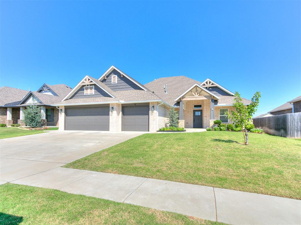 Welcome home to this beautiful Norman home in a sought after and growing location! This well-maintained, one-owner home offers 3 bedrooms, 2.5 baths with a dedicated study, and an oversized 3-car garage with storm shelter. The open-concept living space features a gas fireplace and a spacious kitchen with a large island, abundant storage, and walk-in pantry. The private primary suite includes a soaking tub, walk-in shower, double vanity, bidet, and large closet with direct laundry access. A split-bedroom layout provides privacy, with the secondary bedrooms connected by a Jack-and-Jill bath. Enjoy the covered back patio and easy access to shopping, dining, entertainment, and major highways. The oversized garage even accommodates a full-size truck! Schedule your showing today! Buyer to verify all information, including school districts.