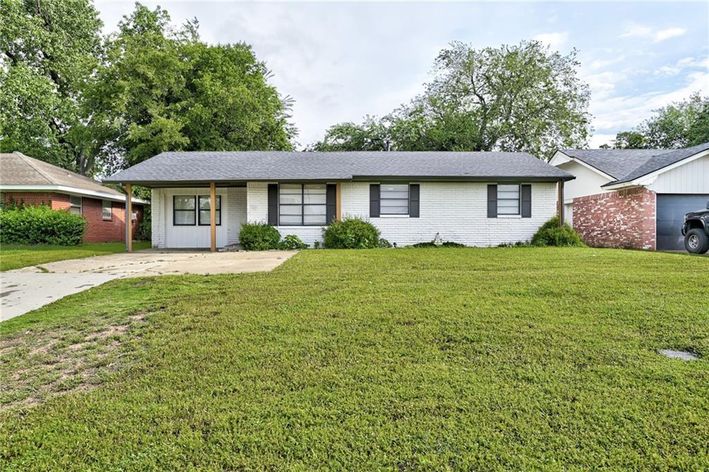 Beautifully updated ranch in a prime Norman location with quick access to OU, JD McCarty Center, the VA Center, and I-35. This refreshed 3-bed, 1.5-bath home is ideal for first-time buyers or investors. Major upgrades include a 2021 roof, new interior and exterior paint, fresh wall and ceiling texture, new tile flooring, carpet, and quartz countertops. The kitchen shines with new cabinetry, a recently replaced dishwasher, and a large pantry. Bathrooms feature new vanities, sinks, toilets, hardware, mirrors, and a newly installed tub surrounded by striking marble tile. Additional highlights: updated light fixtures and ceiling fans, a welcoming study nook at the entry, beamed dining area, and a spacious open living room. French doors lead to a fenced backyard with a new gate, patio, and storage shed. Washer and dryer stay. Move-in ready and fully polished. Don't miss out on this one!