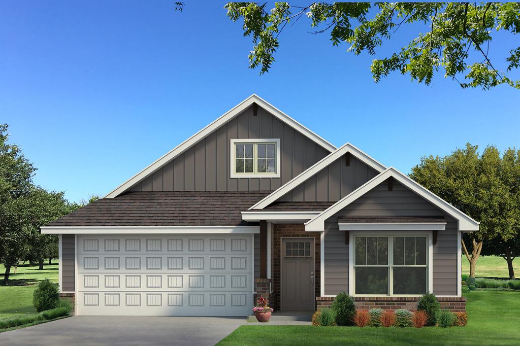 This Dudley floor plan includes 1,800 Sq Ft of total living space, which features 1,630 Sq Ft of indoor living space and 170 Sq Ft of outdoor living space. There is also a 380 Sq Ft, two car garage with an in-ground storm shelter installed. This new build presents 3 bedrooms, 2 full bathrooms, a mudroom, a utility room, and ample storage space. The kitchen spotlights custom-built cabinets to the ceiling, stainless steel appliances, stunning pendant lighting, modern tile backsplash, a large kitchen island, upgraded countertops, and a large corner pantry. The great room presents a corner gas fireplace with a stacked stone surround detail, large 7' windows, wood-look tile flooring, Cat6 wiring, and a ceiling fan. The primary suite welcomes a sloped ceiling detail with a ceiling fan, carpeted flooring and windows. The prime bath supports a dual sink vanity with framed mirrors, a free-standing tub, tile flooring, a private water closet, a European walk-in shower, and a magnificent walk-in closet. Secondary bedrooms feature carpeted flooring, high ceilings with a ceiling fan, windows, and sizeable closets. Outdoor living features a wood-burning fireplace, a gas line, and a TV hookup. Other amenities include healthy home technology, a tankless water heater, a whole home filtration system, and so much more!