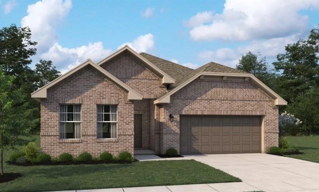 MLS# 21397536 - Built by Ashton Woods Homes - October 2026 completion ~ Welcome to this brand-new, thoughtfully designed one-story home by Ashton Woods in Justin, TX. Designed with the Serene Collection, this home features soft tones and clean-lined finishes. A charming front porch opens to an elongated foyer with a convenient coat closet. At the heart of the home is a bright, open-concept kitchen, living, and dining area, ideal for both daily life and gatherings. The gourmet kitchen impresses with a large eat-in island, tile backsplash, ample cabinetry, stainless steel appliances, and a spacious walk-in pantry. The open family room flows into a cozy breakfast nook that leads directly to the covered patio and backyard. Privately tucked away at the rear of the home, the primary suite features a dual sink vanity, walk-in shower with tile surround and glass enclosure, a luxurious garden tub, and a generously sized walk-in closet. At the front of the home, two secondary bedrooms—each with their own closet—share a stylish full bathroom. Energy-efficient features include a high-performance HVAC system, double-pane windows, LED lighting, and more. Additional highlights such as professional landscaping, a sprinkler system, and gutters complete this beautifully crafted home, offering comfort, style, and exceptional curb appeal. Representative images and renderings are for illustrative purposes. Actual structural options and design finishes of home may vary.