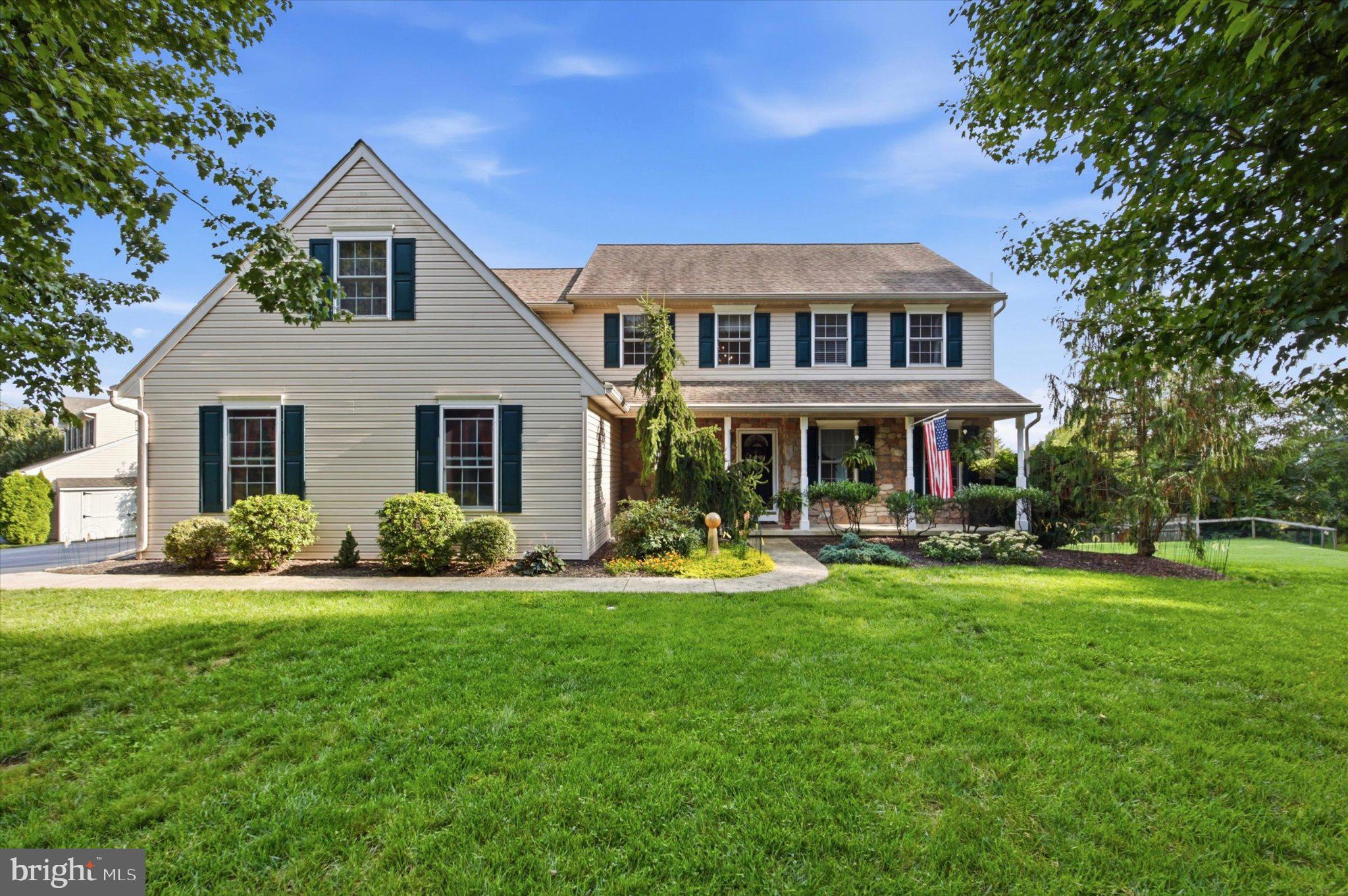 Welcome to 1105 Monocacy Creek Rd — where timeless Colonial elegance meets exceptional indoor-outdoor living.This impressive two-story, four-bedroom Colonial offers a sophisticated blend of comfort, style, and entertaining space. A dramatic two-story foyer welcomes you into a thoughtfully updated home featuring fresh paint, newer flooring, and beautifully appointed living spaces throughout.The main level offers an inviting living room and elegant dining room accented by crown molding and a distinctive recessed ceiling detail. The kitchen area is designed for both everyday living and entertaining, featuring granite countertops, a generous center island, recessed lighting, built-in microwave, double-bowl sink, and a convenient built-in desk area. The open-concept design flows effortlessly into the expansive family room, where soaring two-story vaulted ceilings and a striking stone fireplace create an impressive focal point.Just beyond the kitchen, sliding glass doors open to an expansive deck overlooking the spectacular backyard and private in-ground pool — creating an ideal setting for morning coffee, summer gatherings, and memorable evenings with family and friends.A convenient laundry/mudroom with its own exterior entrance adds functionality to the main level.The unfinished walkout basement provides tremendous potential for future living space, recreation, fitness, or additional entertaining areas. A dedicated section is already outfitted as a woodshop with multiple workbenches, offering an exceptional opportunity for hobbyists, craftsmen, or anyone seeking a versatile workspace.The outdoor living experience is truly exceptional. The expansive deck overlooks a custom Fronheiser in-ground swimming pool complete with a slide, surrounded by a beautiful stamped-concrete patio and walkways. The pool equipment has been thoughtfully housed in its own dedicated shed area, helping keep equipment protected while maximizing the enjoyment of the pool area. A stylish black aluminum fence surrounds the pool, providing both beauty and peace of mind.With its gracious proportions, thoughtful updates, dramatic architectural details, spacious walkout basement, and resort-like backyard, 1105 Monocacy Creek Rd offers a rare opportunity to enjoy refined living with the amenities of a private retreat right at home.A truly special property — schedule your private showing today.