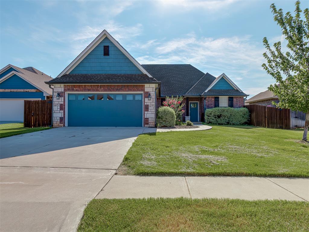 The search is over! Located just under 10 minutes from the University of Oklahoma and nestled in a quiet cul-de-sac, this beautiful home is ready for its next owner. The split floor plan offers two spacious bedrooms and a full guest bath on one side, while the expansive master suite is privately situated on the other. The master features a separate tub and shower, dual vanities, a private water closet, and a generous walk-in closet. The kitchen is both stylish and functional, boasting a gas stove and a convenient bar-height seating area—perfect for casual dining or entertaining. What truly sets this home apart is the large upstairs bonus room, complete with a full bathroom and closet—making it a true fourth bedroom, guest suite, or home office. Enjoy outdoor living with a covered patio overlooking the fully fenced backyard—ideal for relaxing or entertaining around the built-in firepit. Don’t miss out—schedule your private tour today!