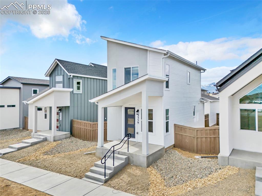 Ready now!  273 plan in the new Preamble Collection at Greenways.  Contemporary exterior.  Covered front porch.  1 bedroom, 1 bathroom, upper level loft, 2 car detached garage home.  Kitchen features maple cabinets in a smolder stain, pantry cabinet, and stainless steel appliances including a refrigerator.  Stackable washer and dryer located on the main level.  A covered back porch and uncovered patio are conveniently accessed from the kitchen.  Upper level hosts a bedroom and open loft.  Full yard landscaping with irrigation included.  Blinds in bedroom and bath.  Home comes equipped with a heat pump for heating and cooling and a radon mitigation system.
