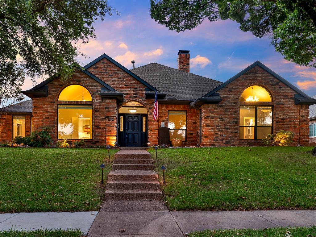 Welcome to a rare gem nestled in the tree-lined streets of the highly coveted, platinum-rated Forest Creek Estates! This 5 bedroom, 3 bathroom single-story home embodies elegance, with meticulous attention to detail and a host of premium upgrades. Step inside to find a spacious living room adorned with soaring ceilings, a cozy fireplace, and expansive floor-to-ceiling windows that frame a serene backyard retreat. Culinary enthusiasts will revel in the completely renovated gourmet kitchen, updated in 2024, which features a top-tier Viking range, Bosch dishwasher, ceramic farm sink, custom cabinetry, under cabinet lighting, updated electrical and plumbing and a California Closets pantry. The seamless flow from the living room to the kitchen and den, equipped with a wet bar and built-in buffet, makes entertaining a breeze. When it's time to unwind, retreat to the spacious primary bedroom that has a door leading to the outdoor patio. The peaceful ensuite bath boasts a separate shower and garden tub. Secondary bedroom off the den lends itself to be used as a home office, if desired. Step outside to discover a fully renovated sparkling pool with a spa, offering year-round outdoor enjoyment. The pool boasts new plaster, tile, pump, Polaris, decking, multicolor lights, and a convenient iAquaLink app control. Recent upgrades that enhance both the functionality and beauty of this home include the installation of new energy-efficient windows and the addition of landscape lighting. Residing in the inviting Forest Creek Estates offers a lifestyle where each day feels special. The neighborhood offers a wide variety of voluntary community association social activities, fostering a sense of community. Enjoy easy access to Chisholm Trail's walking and biking paths, parks, and great dining and shopping options. This home perfectly balances sophistication and adaptability to suit your family’s lifestyle in the heart of Plano.