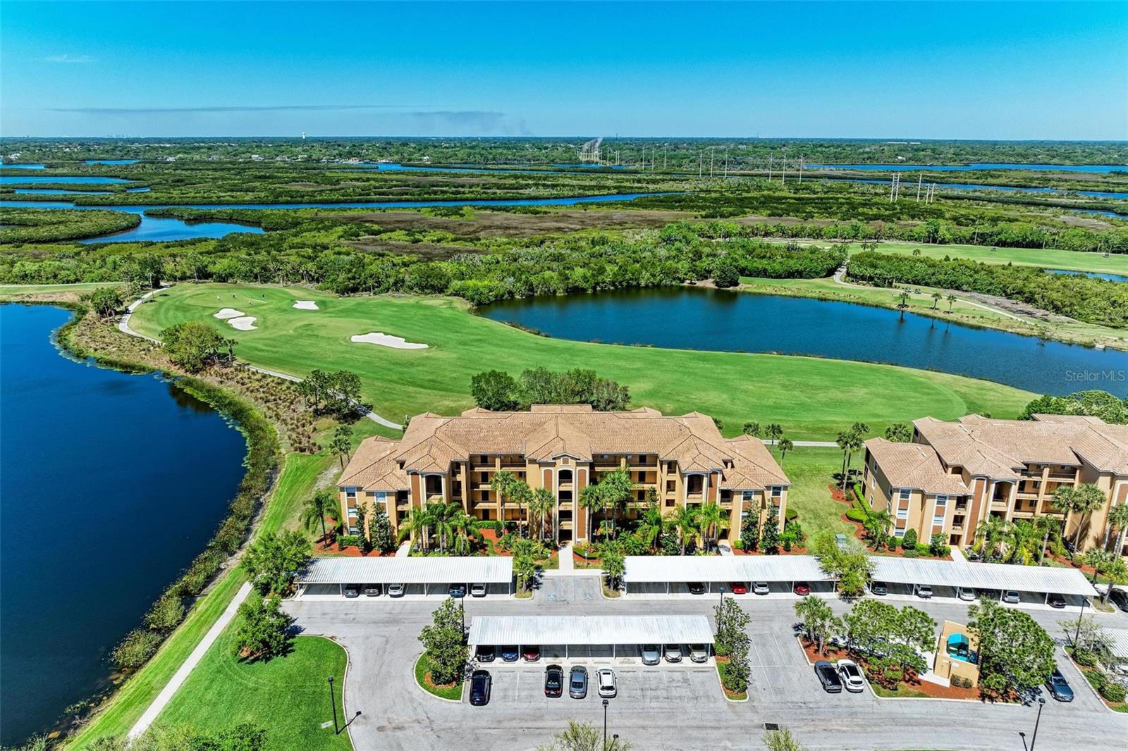 Congratulations!  You’re the next contestant on the PRICE IS RIGHT! Check out this stunning GOLF and WATER views await you in this TOP-FLOOR, UPDATED, GOLF-DEEDED, FURNISHED condo in River Strand Golf and Country Club. This one checks all the boxes!  The interior has been decorated tastefully to give you that “Florida vibe” with a modern coastal feel. All you have to do is pack your golf clubs & swimsuits and you are ready for your very own perfect Florida getaway. Updates include a newer AC & hot water heater-2019, newer washer & dryer-2023, custom paint on the walls, trim & ceilings, newer carpet-2020 in both bedrooms with upgraded padding and MORE. Did I mention this unit includes a golf deeded membership? You only pay for green fees; your green fees are included. What else is included? Access to all of the wonderful amenities and the social calendar here at River Strand, you won’t know what to do first.  24-hour, gated security, impact doors and windows in your unit, exterior maintenance, cable, Wi-Fi, water, sewer, and trash are all included in your condo & HOA fees, your only utility that you pay for is electricity. Now that you know all this, you’d better call your Realtor and set up a showing! River Strand Golf & Country Club is a friendly community with a 27-hole Arthur Hills designed golf course, 9 Har-Tru Tennis Courts, 8 Pickleball courts, 2 Resort-Style Pools, 6 Satellite Pools, Clubhouse with restaurant & social events, Community Center & 2 fitness centers in this luxury gated community with 24 hr. security & lawn maintenance.  Recent Clubhouse renovation is like living at a 5 Star resort! Convenient location to I-75, Costco with a Target, Hobby Lobby & Whole Foods coming soon!  Just down I75 is University Town Center, & a 30ish minute drive to the beaches complete the package.  River Strand Golf & Country Club More than a Community, It’s a Lifestyle.