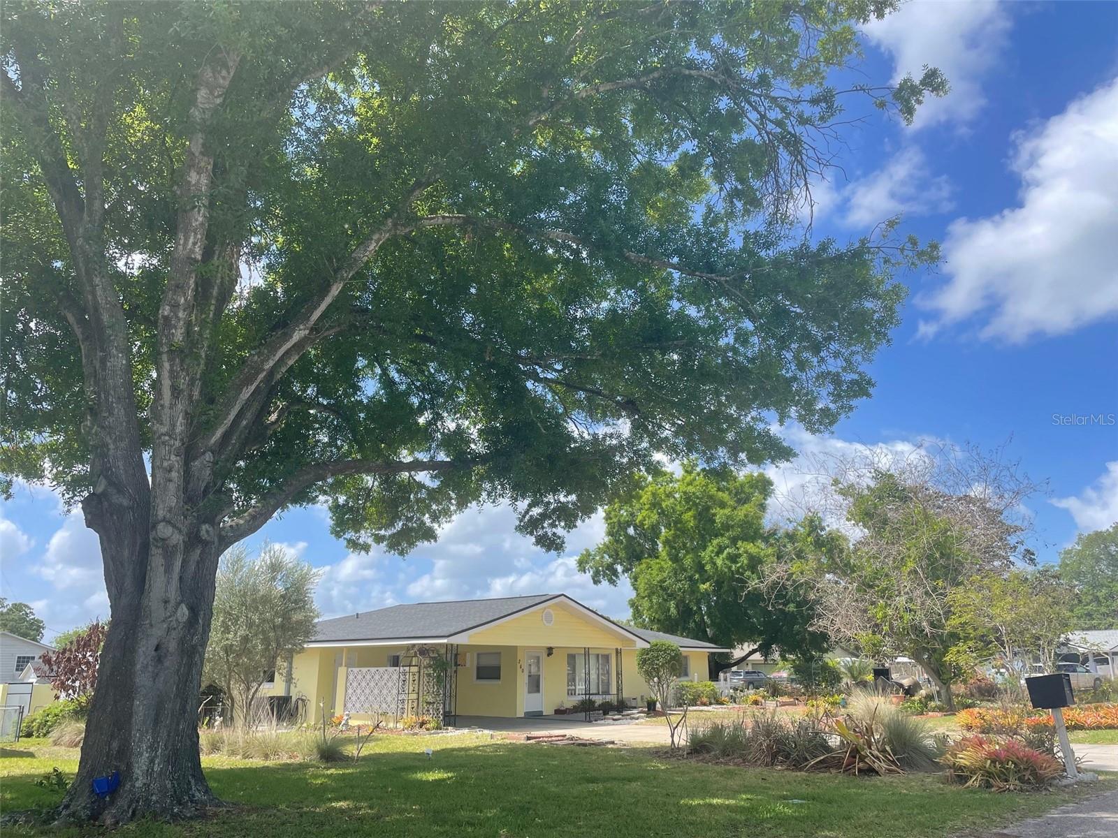I am excited to share details regarding a new property listing in the charming town of Lake Alfred. This solid brick home with plaster walls is situated on a 1/4 acre corner lot with no HOA, providing plenty of room for a boat or RV.  Key features of the home include:- Layout: 3 bedrooms (split plan) and 2 full bathrooms.- Living Space: Large L-shaped living and dining room with French doors leading to a glass-enclosed, year-round porch with ac.- Interior Details: Vinyl plank & tile floors, paddle fans, and a large kitchen with ample cabinet space and a breakfast bar.- Amenities: Washer/dryer closet, a double carport with storage, and a detached workshop.- Updates: New HVAC system, a roof that is only 4-5 years old, and a sprinkler system._- Outdoor Space: Fenced yard and a beautifully landscaped garden with various plants including a 30 ft Orchid tree.  If you love landscaping this is your home! This home could use a little TLC.  Paint and carpet for the bedrooms.Located close to downtown, Lake Alfred offers a scenic, small-town atmosphere with a population under 10,000 and a lower cost of living. The property is a short walk from Central Park, bike trails, softball and football fields, basketball courts, and a new playground.