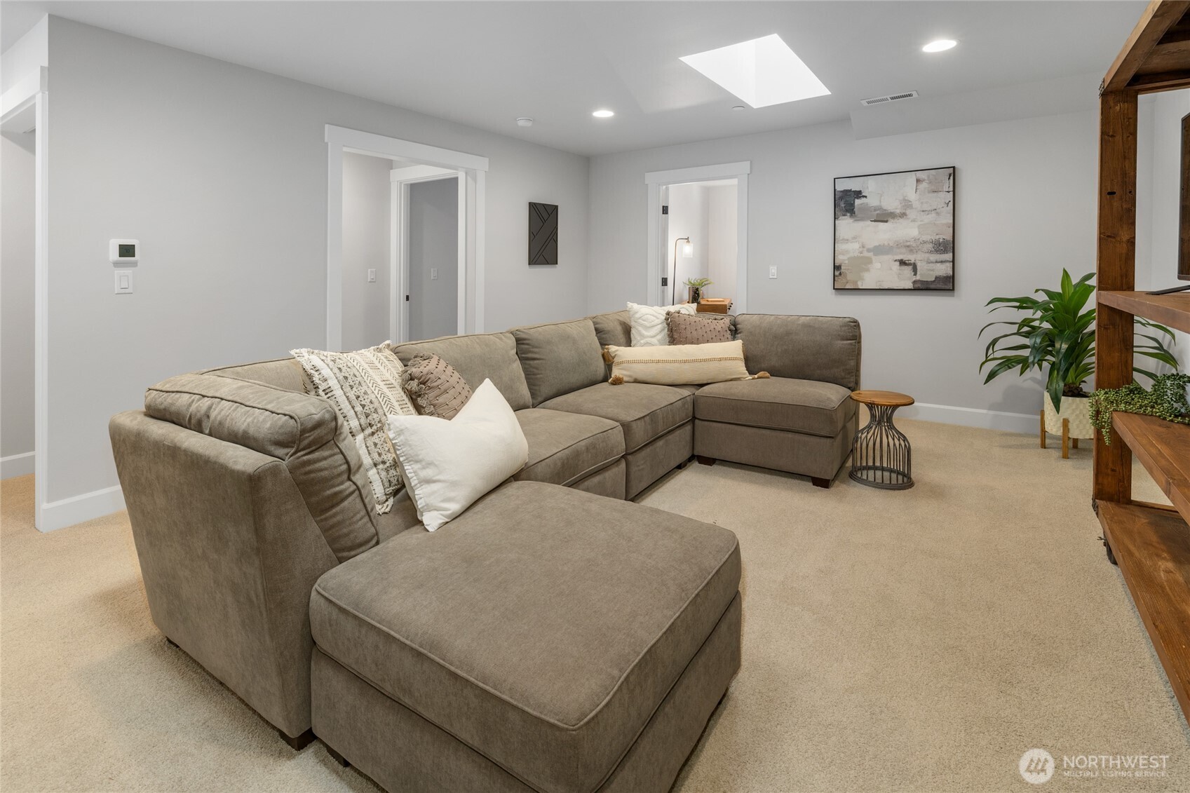 2nd floor family room with skylights.