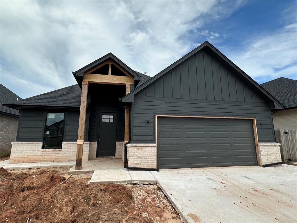 Make this wonderful NEW construction home in the charming Deer Brook neighborhood - with excellent Deer Creek Schools - your NEW home! ~ Approximate completion date of 8/8/25 ~ Fabulous vaulted covered entry & 8' front door welcome you to this flexible four bedroom - or 3 bedroom PLUS study/game room/flex space - two and a half bath floorplan. Living area with beamed tray ceiling, lots of windows & cozy fireplace, dining space with great views of the back yard and kitchen with large center island all create a light & bright open concept area just perfect for entertaining. Main bedroom includes tray ceiling, access to back patio, an en-suite with free standing tub, dual quartz vanities, walk in shower with niche and bench & spacious walk-in closet with built-ins. Separate bedroom -or study/flex-space- with french door entry is located off the foyer with a convenient half bath for guests. Two additional guest bedrooms share a jack and jill bath with dual sink vanity and a private shower/toilet area. Large drop zone/mud room with built in bench & tons of storage and a laundry room with sink & folding space complete this wonderful floorplan. Some of the many special features of this home include: designer lighting, tile and fixtures, as well as quartz countertops throughout; 10' ceilings & wood-look tile throughout all main areas; tankless hot water heater; soft close cabinets; fully sodded and landscaped yard with automatic sprinkler system; alarm system; garage opener; full home gutters; window blinds; beautiful woodwork including built-ins, beams, crown molding, cased openings & windows; upgraded hardware; post-tension foundation. Deer Brook includes a wonderful community pool with cabana, a playground area and sidewalks throughout which all provide great opportunities for meeting neighbors & friends. Conveniently located just one mile north of the Kilpatrick Turnpike (I-344), and minutes to Mercy Hospital and many fabulous shopping, dining & entertainment options!