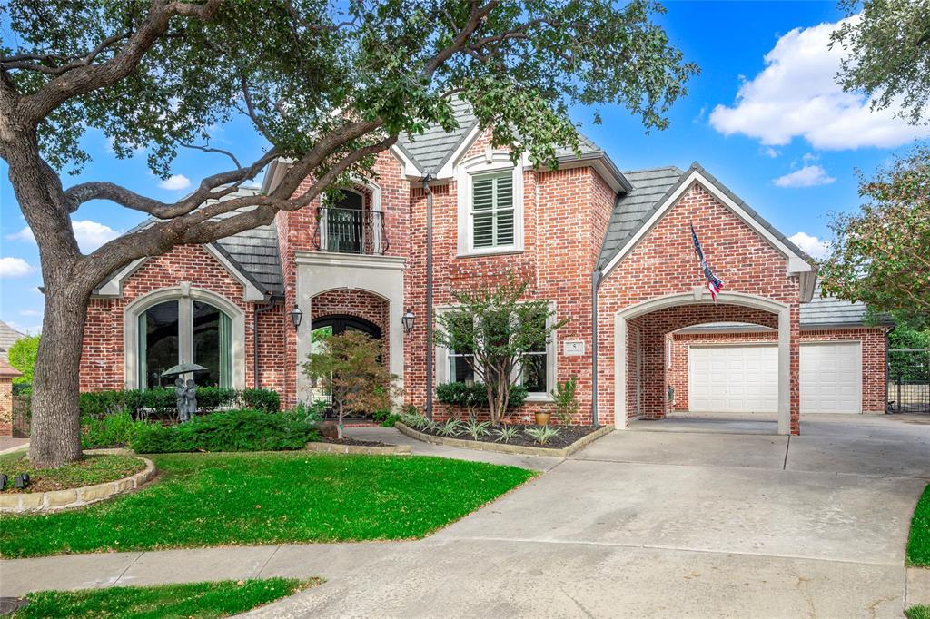 REMODELED AND IN HIGHLY ACCLAIMED GOLF COURSE GATED COMMUNITY  This Custom Home sits at the end of an intimate culdesac with gorgeous views of gardens and  pool & spa water features. Every Room and Area (see list in Supplement Docs) has been touched in the last 5 Years starting at the iron and glass front door and through entryway with huge plate glass windows and Gorgeous real Hardwood flooring that flows throughout study, dining, family, primary bedroom suite and up the elegant staircase. The inviting kitchen with genuine travertine floors, island, breakfast bar, Taj Mahal quartzite C-tops, drawer microwave, Advantium oven, SS appliances, stone backsplash, pull out drawers galore, brushed gold hardware, 5 burner gas cooktop, And 2 dining areas with Wet bar, icemaker, wine fridge and Butler's pantry makes entertaining so easy. Family Room is an extension of the Kitchen with its Beautiful beamed ceilings, large Fireplace and wall of windows overlooking the Outdoor living room,  pool, spa, stone edged flower beds, and hardscapes. Dedicated Office with wall of cabinetry, built in Desk, storage closet and cozy fireplace. Primary bedroom is privately located away from guests and offers ensuite bath with 4 inch shutters, and oversized separate vanities. Upstairs features 2 bedrooms, each with their own ensuite baths, quartzite Vanity tops, and walkin closets. also large game room up. Also don't miss the 2.5 car garage with work bench,built in cabinets, overhead storage, epoxy floors and additionally a porte cochere.  This very desirable lot and floor plan provides loads of privacy!