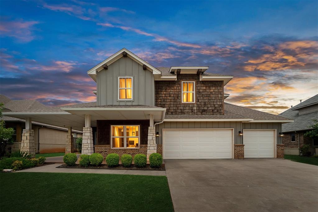 GREAT PRICE! 4 bedroom 2.1 bath in Deer Creek school district w/ 3 car garage and in ground storm shelter!! Great neighborhood! Step into luxury with this lovely open floor plan w/ ceramic tile floors, beautiful kitchen with granite counter tops, island with under mount sink and contemporary lighting, gorgeous cabinets to the ceiling, gas stove and stainless appliances including a Frigidaire refrigerator. Built in 2018, this floor plan includes a spacious dining room and living room centered around a gas log fireplace with tile accent and wood mantle that turns on with a flip of a switch. The Primary bedroom is downstairs w/ large en suite bath w/ an exquisite tiled shower, circular whirlpool tub, dual sink granite top vanity and separate water closet and large walk in closet. True office/study behind white french doors, a laundry room w/ built-in granite counter top, and built in shelving for plenty of storage, 3 car garage and in ground storm shelter! Upstairs you will find three bedrooms, all with walk in closets, that share a full bathroom. Three different thermostats control the HVAC in this home. Sip coffee from this covered front porch or relax at the golden hour on the covered back patio with wood privacy fence. Note the attention to detail w/ this landscaping and sprinkler system in front and back. Stroll this neighborhood's sidewalks for an easy walk to discover that the HOA offers a pool, a community playground, swings, basketball court, soccer field, AND new covered picnic area added just this year. Lounge chairs, Parking and restrooms are available as well. From the wood shake shingle accent in front to the convenient shed included in the backyard- This home has it ALL. Conveniently located near Starbucks, restaurants, and highways for an easy commute anywhere.