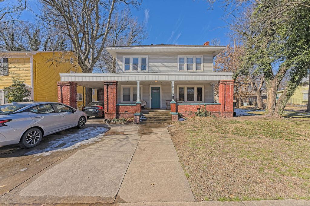 Great investment opportunity 1.5 blocks from OU campus. This 5 plex features one 3 bedroom and 1 bathroom on the main floor of 402 College Ave and has two 1 bedroom, one bathroom apartment upstairs with addresses 602 and 604 W Symmes.  All 3 units have independent kitchens, HVAC, their own washer and dryers,  and pay their own gas and electric.Behind the main house, is a separate building with two more 1 bedroom, 1 bathroom apartments that pay their on utilities and share an outbuilding with washer and dryer. 7 bedrooms in all, 4 bathrooms, 4 sets of washer/dryer.  There are parking spaces for all tenants.  This is a great investment.  All leases end by Fall semester of 2026.