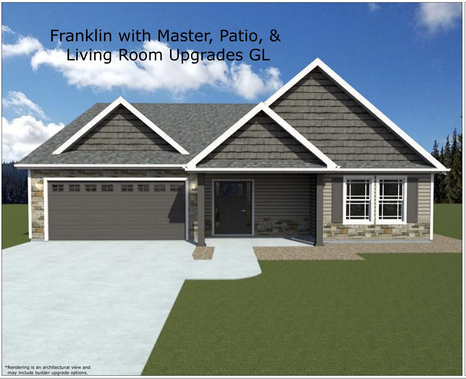 The Franklin floor plan is an open concept home featuring 3 bedrooms, 2 bathrooms, office/study! Walk-in pantry, and large kitchen with an island and nook. Granite counters throughout. Standard features in this home include stone exterior & architectural shingles, 10-foot ceilings in LR, crown molding with rope lighting in the primary bedroom and living room. Partially covered patio! Color options available depending on stage of construction. Color options available depending on the stage of construction. Incentives available when using a Preferred Lender & Attorney Lot 69