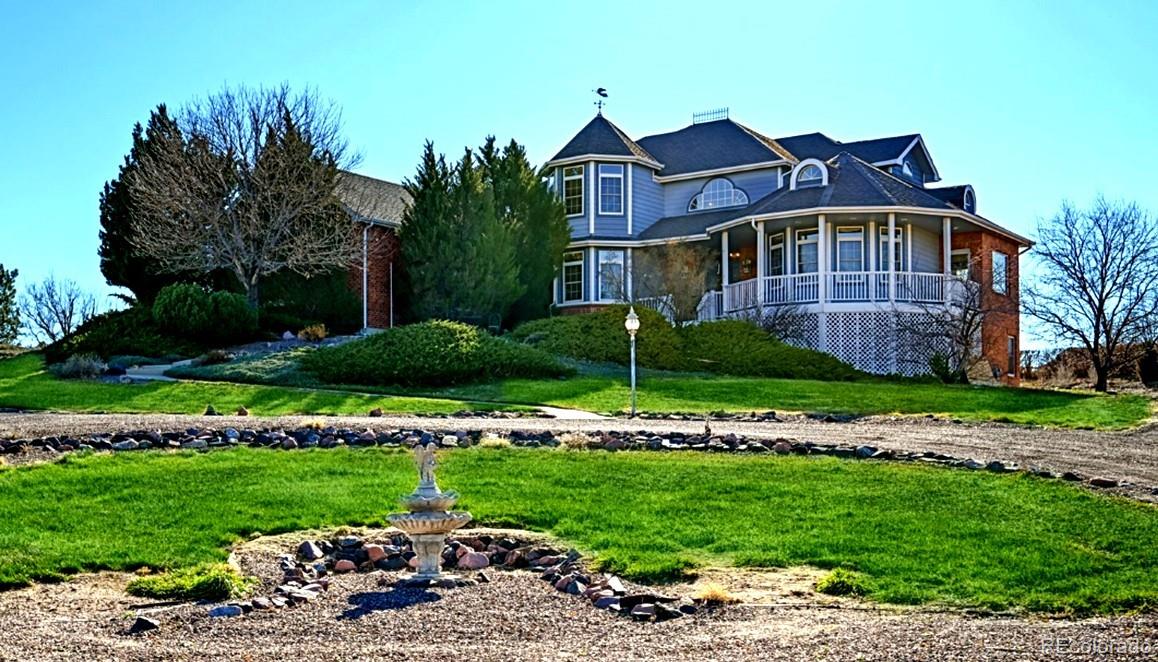 UNDER CONTRACT. OPEN HOUSE CANCELED. Welcome to this beautifully situated hilltop Victorian home in one of Broomfield’s most desirable areas—offering exceptional privacy, panoramic views, and unbeatable access to both Boulder and Denver. Set on 2.58 acres, the property enjoys stunning 360° vistas that can be taken in from the wrap-around porch, pergola-covered deck, or charming gazebo. Inside, the home features timeless architectural details, abundant natural light, and two primary suites — one on the main floor and another on the upper level — providing excellent versatility for a variety of living arrangements. Multiple living and gathering spaces create comfort throughout. The finished walkout basement, complete with a private exterior entrance and a full kitchen, offers additional flexibility for extended living space, work-from-home needs, or potential rental or supplemental income. Outdoors, mature landscaping and wide-open surroundings make this property feel like a peaceful retreat while still offering quick connectivity to I-25, nearby shopping, and the Orchard Town Center. A spacious three-car garage and ample outdoor parking (including for an RV) support everyday living and entertaining with ease. This is a rare opportunity to enjoy acreage, views, and classic design, all within minutes of everything the Front Range has to offer. And there's no HOA! Although the home has a Broomfield address, it is in unincorporated Adams County. It was built by the seller's contractor to seller's specifications. Sellers have loved this home but are now retiring to Nevada.  Note: Because of the 50-picture limit of the MLS, some interior and aerial photos are missing. Click on the virtual tour icon or visit http://listings.realbird.com/A3D6B7B4/643969.aspx to view a 15-minute narrated video walk-through of this amazing home. Additional pictures are also posted there.