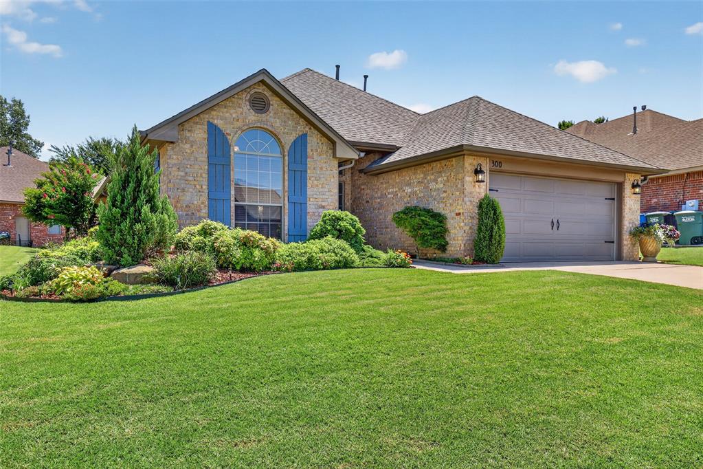 Meticulously maintained and full of charm, this beautiful home has been lovingly cared for and is truly move-in ready.Situated on a desirable corner lot in the sought-after Coffee Creek community of Edmond, this home offers 3 bedrooms (one currently serving as a study), 2 full baths, and a thoughtfully designed floor plan that makes everyday living effortless. All solid-surface flooring throughout means easy care, simple cleaning, and no carpet to maintain. The spacious primary suite features an oversized walk-in closet you'll love.Step outside to enjoy the beautifully landscaped, fully fenced backyard—creating a peaceful setting for relaxing, entertaining, or simply enjoying your own private outdoor retreat.Recent updates include a Class 4 high-impact roof installed in 2024, offering added peace of mind and the potential for insurance savings. Pride of ownership is evident throughout, making this home stand out from the moment you arrive.The location is equally impressive! Just a short walk or bike ride to Coffee Creek's outstanding neighborhood amenities, including a community pool, playground, scenic ponds, and miles of walking trails that connect directly to Mitch Park—one of Edmond's premier recreation destinations. Plus, you'll enjoy convenient access to shopping, restaurants, and top-rated Edmond schools.For added peace of mind, the seller is including a one-year upgraded First American Home Warranty, making this exceptional home an even more confident purchase.Beautifully maintained, thoughtfully updated, and exceptionally cared for, 300 Crossland Court is the kind of home buyers hope to find but rarely do. Come experience the difference meticulous ownership makes.