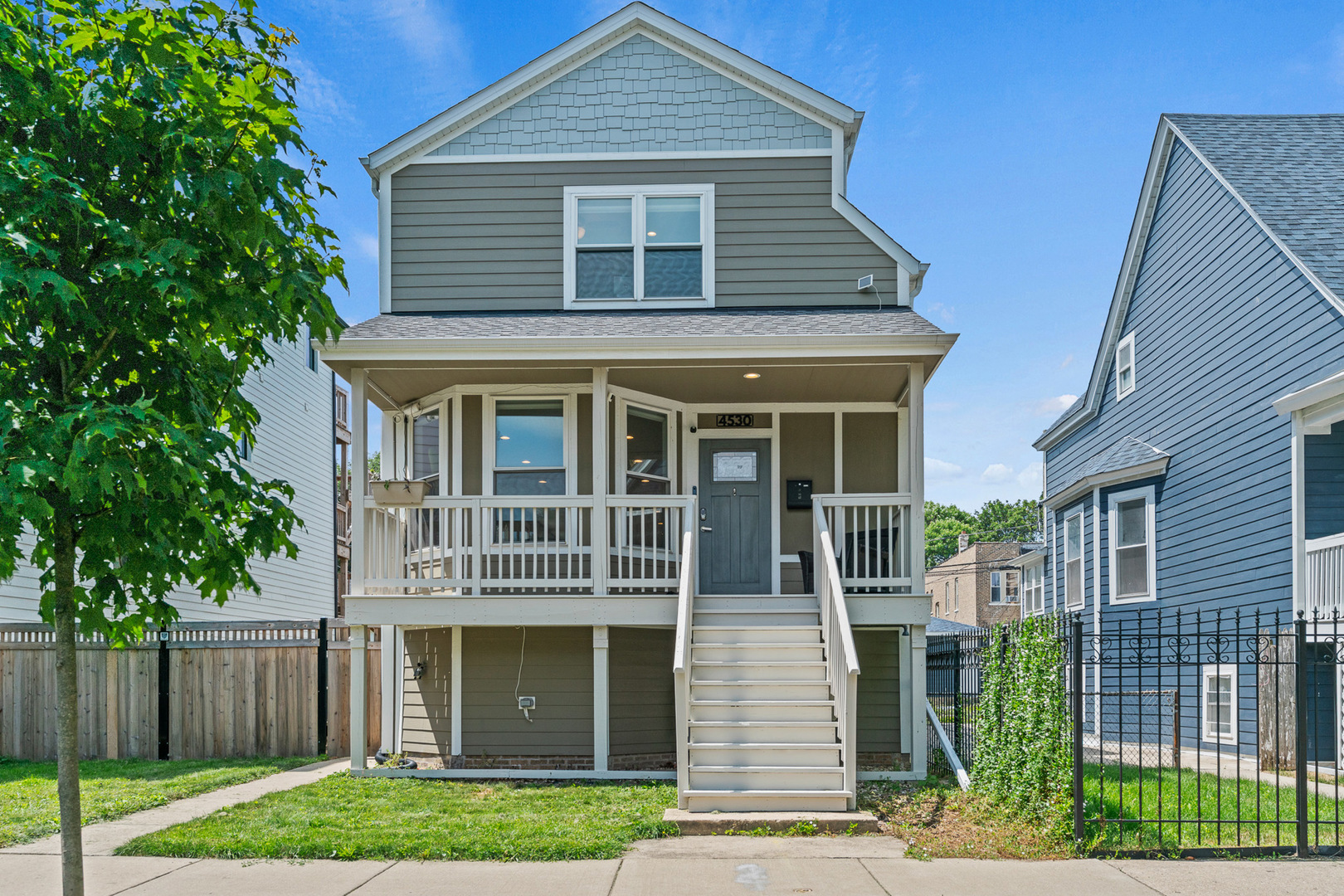 Sophisticated and spacious, this extra-wide 4BD/3.1BA home in the heart of Albany Park offers over 3,600 sq ft of expertly finished living on a rare lot-and-a-half. Renovated top to bottom in 2020, the design blends classic elegance with modern comfort.    The main level impresses with wide-plank hardwoods, high ceilings, and natural light pouring through oversized windows. The chef's kitchen features a statement island, premium appliances, and custom cabinetry-all seamlessly connected to the living, dining, and family rooms for effortless entertaining.    Upstairs you'll find four spacious bedrooms, including a luxurious primary suite with spa-caliber bath, walk-in closet, and in-ceiling audio wiring. A full laundry room on the top floor adds convenience, and an additional washer/dryer is located in the basement. The finished lower level offers a sprawling rec space, wet bar with wine fridge, excellent storage, and a second spa-like bath-perfect for relaxation. The home is also wired with hardwired Cat5e Ethernet throughout, ideal for working or streaming with speed and reliability.    Set on a quiet, tree-lined street just steps to neighborhood dining, shopping, and the Brown Line. Enjoy a large rear deck, charming front porch, and 3-car garage-this home is a standout in every way.