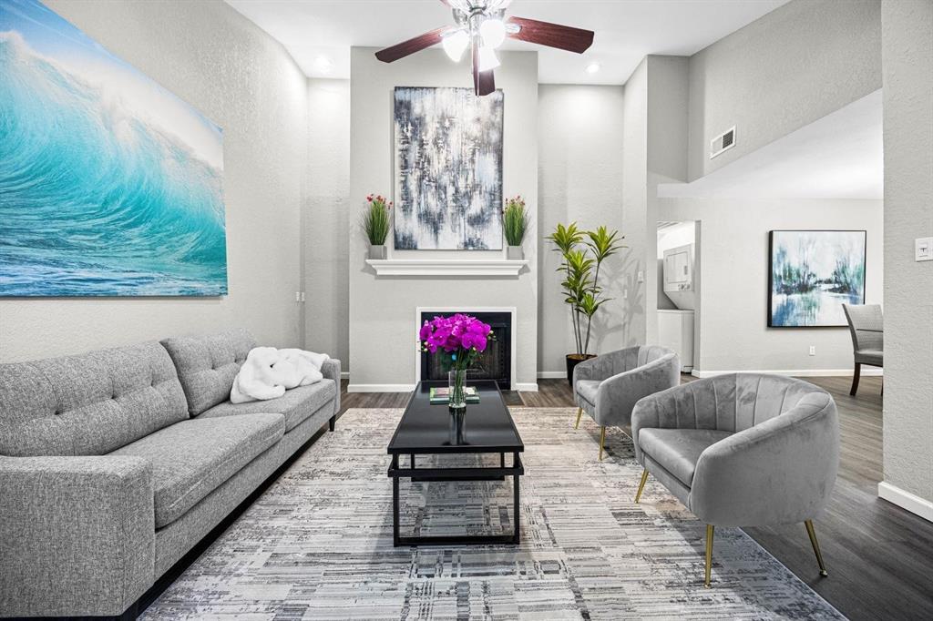 Located in the Junius Heights Historic District, this updated 2-bedroom, 2-bath condo offers 1099 square feet of comfortable, well-designed living space in one of Dallas’ most charming neighborhoods. The floor plan is open and functional, with 12-foot ceilings in the living room that add a sense of space and light. It’s an easy place to relax or host friends, with plenty of room to gather, dine, and unwind.
Recent updates include vinyl plank flooring throughout, granite kitchen counters, quartz bathroom vanities, updated tile, and all-new fixtures and lighting (2020). The primary suite includes a walk-in closet, vaulted ceilings, and access to a large private balcony—shared with the second bedroom. Both bathrooms have been tastefully remodeled, and the kitchen is well-equipped with stainless steel appliances and ample counter space.
Additional upgrades include a new HVAC unit (2022), smart thermostat (2025), radiant barrier and attic insulation (2023), and full exterior siding and roof replacement completed by the HOA in 2023. Water and sewer are also covered by HOA dues. The unit comes with two garage parking spaces and a private storage room.
Junius Heights is known for its tight-knit community and active neighborhood HOA, which hosts events throughout the year. Just down the street is the beloved Garden Café, and the condo is conveniently located across from a family owned local grocery store. You're also just minutes from Lakewood, Downtown Dallas, Lower Greenville, and Deep Ellum.