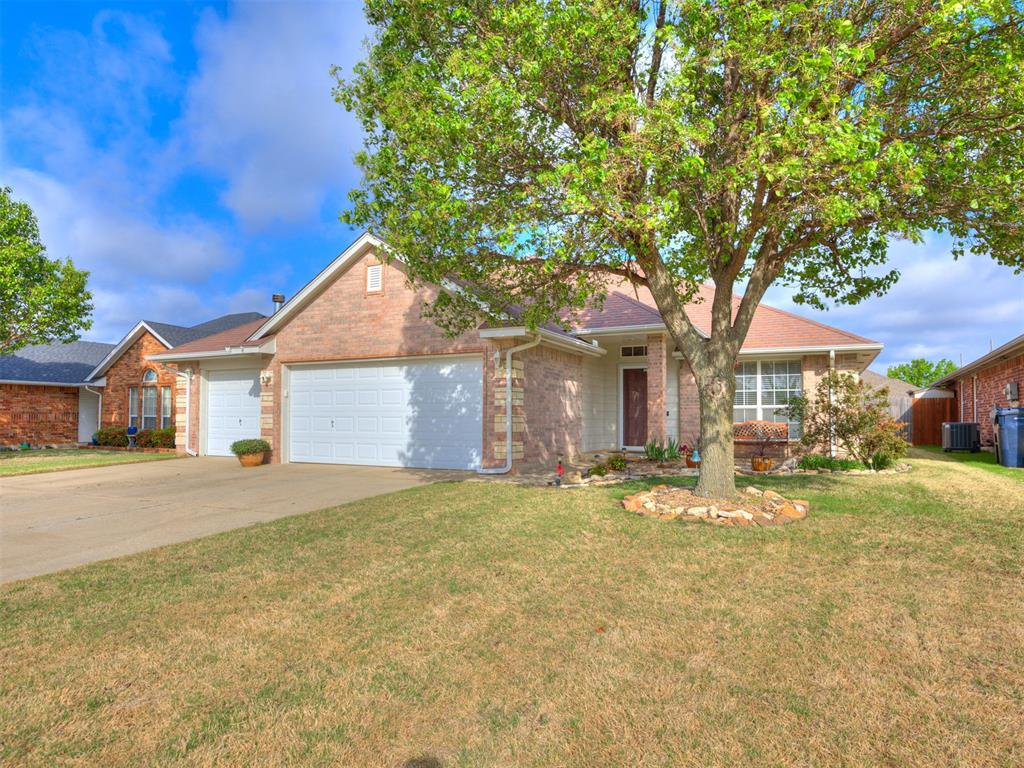 A welcoming 3-bed, 2-bath home with a STUDY offering 1,981 sq ft of comfortable living space. The dedicated study features wood floors, giving you a great spot for a home office, or quiet retreat. The layout includes a large, open living room with a fireplace, creating an easy gathering space that connects well with the rest of the home.  The kitchen is designed for everyday convenience with an island, granite countertops, plenty of cabinets, and a pantry for extra storage. There’s room to cook, entertain, and stay organized without feeling crowded.  Outdoor space is a real bonus here. The backyard includes an above-ground pool with a deck, offering a fun place to cool off and relax. An 8 X 12 storage building adds extra room for tools, lawn equipment, or seasonal items. The 3-car garage provides plenty of parking and storage, and it also includes an in-floor storm shelter rated for 8 people, giving you added peace of mind during Oklahoma weather.