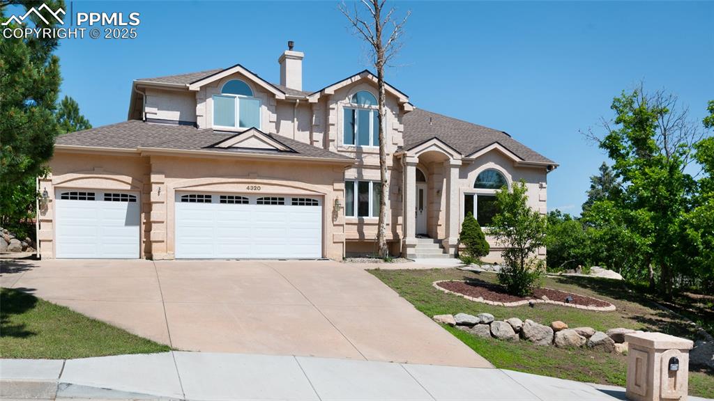 Incredible opportunity in the sought-after Broadmoor Hills Park community. This spacious home is nestled in a quiet and desirable neighborhood surrounded by mature trees, offering a rare sense of privacy and stunning Cheyenne Mountain and city views. Upscale homes line the area, and this property stands out with its extensive composite deck designed to capture the breathtaking scenery. Recent updates include a new roof (3/18/2025), new gutters and downspouts (2/23/2025), and foundation repair (2/13/2025), ensuring peace of mind. Inside, a generous open layout awaits, featuring seven bedrooms, three fireplaces, and both formal and informal living spaces. The two-story great room showcases soaring ceilings and a striking double-sided fireplace with a floor-to-ceiling stacked stone surround. The kitchen includes a breakfast bar, dining nook, granite countertops, ample cabinetry, a built-in desk, and a butler’s pantry, seamlessly flowing into the formal dining room—perfect for entertaining. The main level offers a bedroom with deck access and a full bath. Upstairs, you’ll find four oversized bedrooms, including a luxurious primary suite with its own fireplace, private balcony with mountain views, five-piece en-suite bath, and a large walk-in closet. Another upstairs bedroom also features a cozy fireplace. The fully finished walk-out basement includes a sunlit family room with access to a covered patio, two more bedrooms, a bath, and an unfinished space ideal for storage or a home gym. Located just 10 minutes from The Broadmoor, Cheyenne Mountain Zoo, Country Club of Colorado, and a wide array of shopping and dining, this home delivers the perfect blend of privacy, comfort, and convenience. 3 Virtually staged photos used in this listing.