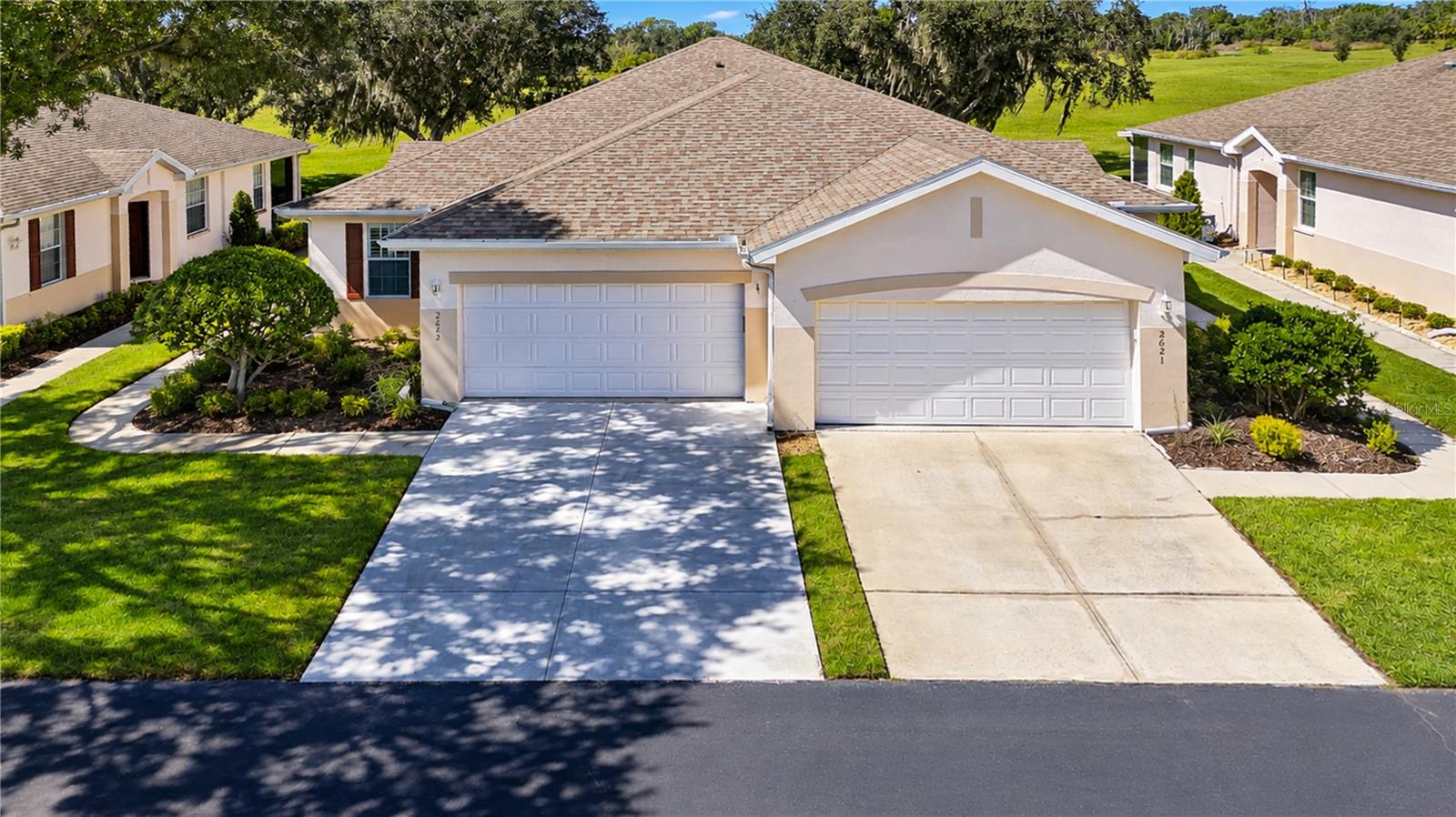 Welcome to Eagle Greens, a charming gated community nestled within the highly desirable Walden Lake community in Plant City! Overlooking the former golf course with peaceful green-space views and no rear neighbors, this beautifully maintained, single-story villa-style condominium offers the perfect blend of comfort, privacy, and low-maintenance living. Featuring 2 bedrooms, 2 full bathrooms, and an attached 2-car garage, this inviting home is designed for easy everyday living. Mature landscaping and a welcoming walkway create a lovely first impression as you approach the entrance. Step inside to discover a bright, open-concept floor plan enhanced by upgraded plantation shutters that add timeless elegance and style throughout the home. The spacious layout seamlessly connects the main living and dining areas, creating a comfortable space for relaxing or entertaining. The updated kitchen features beautiful granite countertops, abundant cabinetry, and plenty of workspace for preparing meals. Just beyond the main living area, the sun-filled Florida room is a wonderful highlight of the home, offering a peaceful retreat where you can enjoy your morning coffee, unwind with a good book, or simply take in the tranquil views of the expansive green space and former golf course. With no rear neighbors, you'll appreciate the added privacy and serene surroundings. The thoughtfully designed split-bedroom floor plan provides separation and privacy for residents and guests alike. The spacious primary suite offers a generous walk-in closet and an en-suite bathroom featuring a beautifully tiled walk-in shower. The secondary bedroom and full bathroom provide comfortable accommodations for guests or flexible space to suit your needs. An interior laundry room with a convenient utility sink and additional storage adds everyday functionality. Enjoy the benefits of low-maintenance living, with association services that include water, landscaping, roof maintenance, exterior maintenance, and access to the private community pool exclusively for Eagle Greens residents. NO CDD FEES! Residents also enjoy the wonderful amenities of Walden Lake, including scenic walking trails, parks, sports fields, and a community dog park. Ideally located just minutes from Historic Downtown Plant City, you'll have easy access to charming local shops, restaurants, the famous Florida Strawberry Festival, and convenient routes to Tampa and Lakeland. Whether you're looking to simplify your lifestyle, enjoy seasonal Florida living, or find a peaceful place to call home, this delightful villa offers an exceptional combination of location, convenience, and beautiful green-space views. Schedule your private showing today and discover the charm of Eagle Greens at Walden Lake!